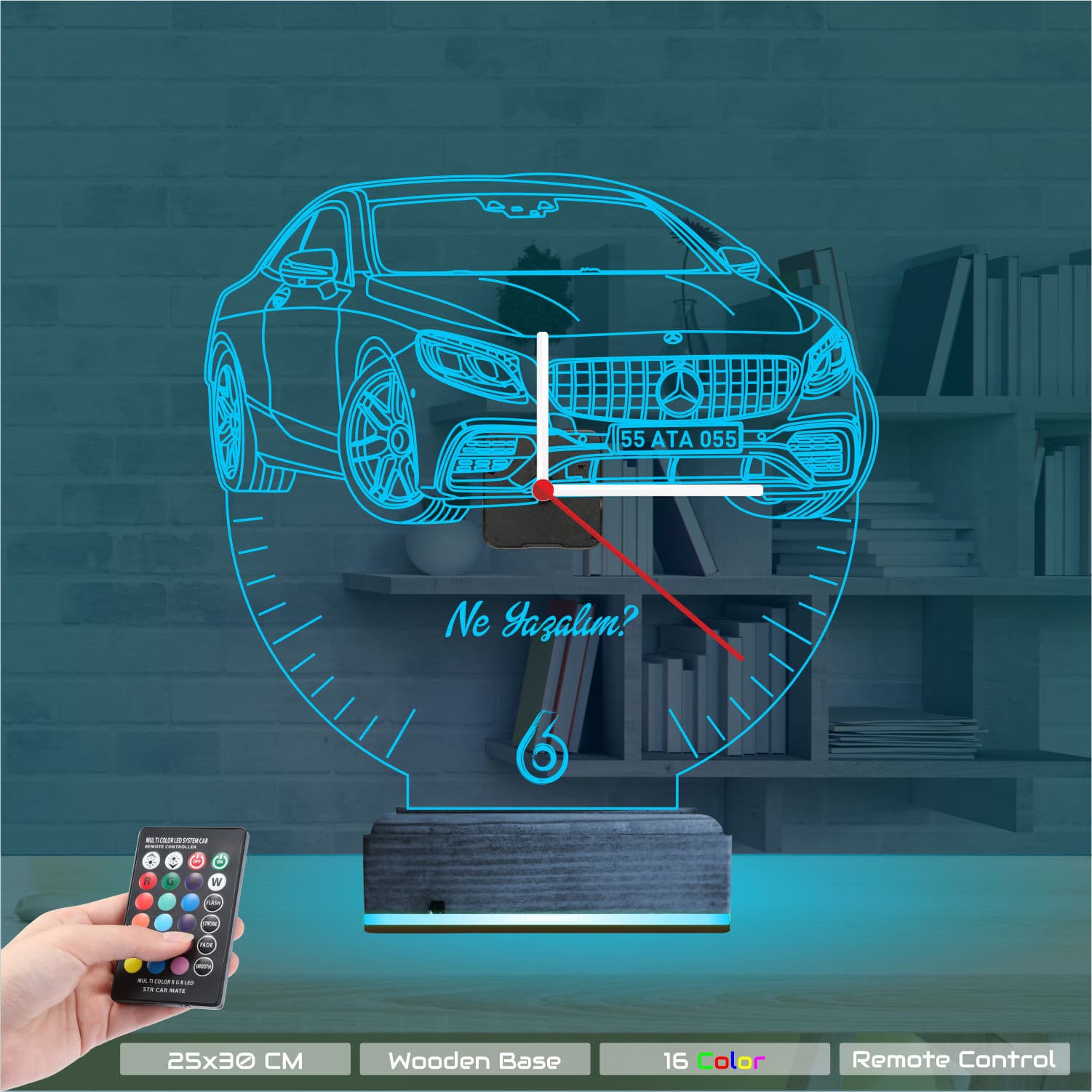 3D Saatli Kişiye Özel Lamba #016 9