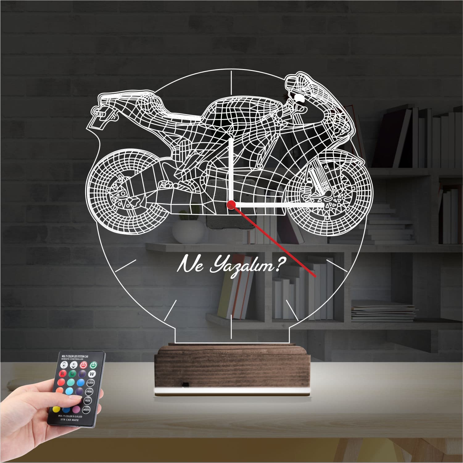 Мотоцикл с часами — 3D LED Ночник | Подарок мужчине 2