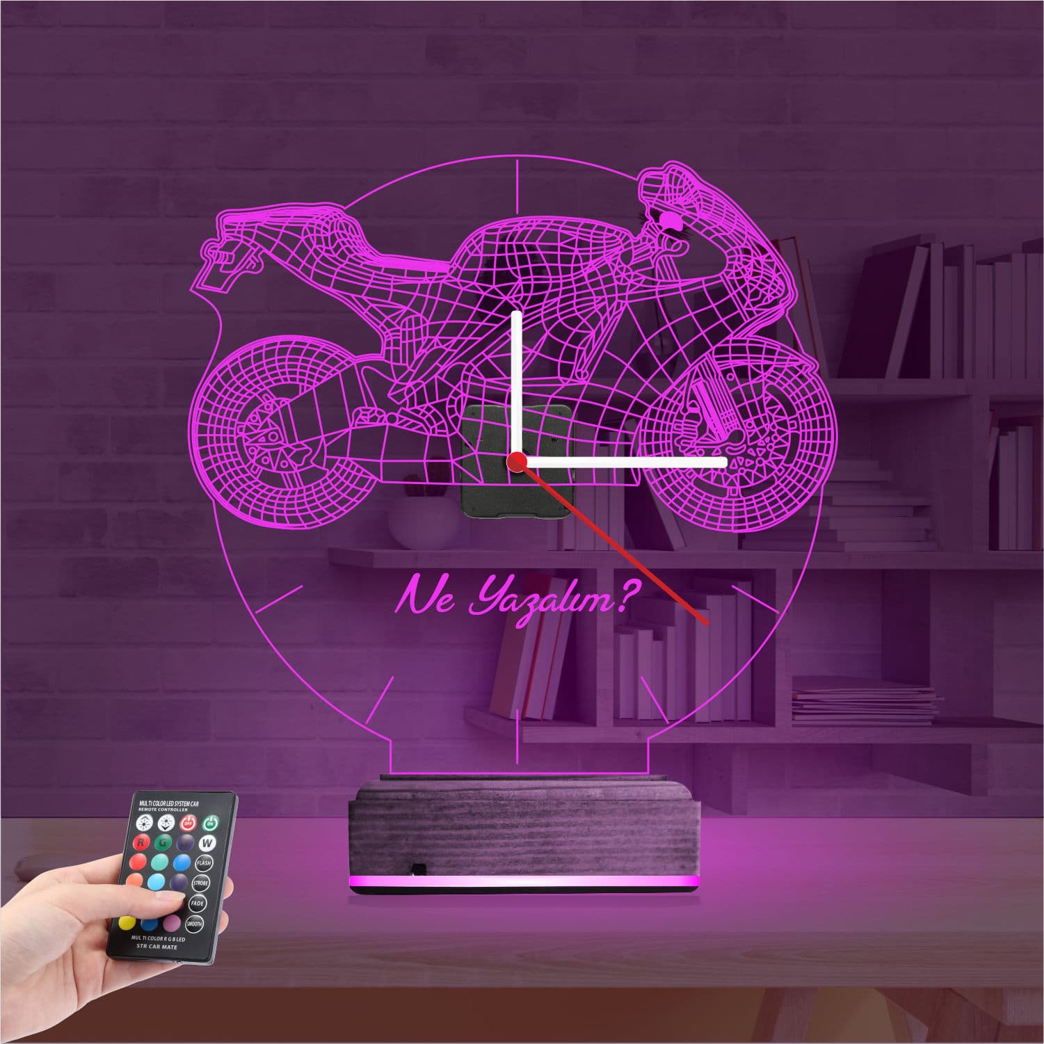 Мотоцикл с часами — 3D LED Ночник | Подарок мужчине 4