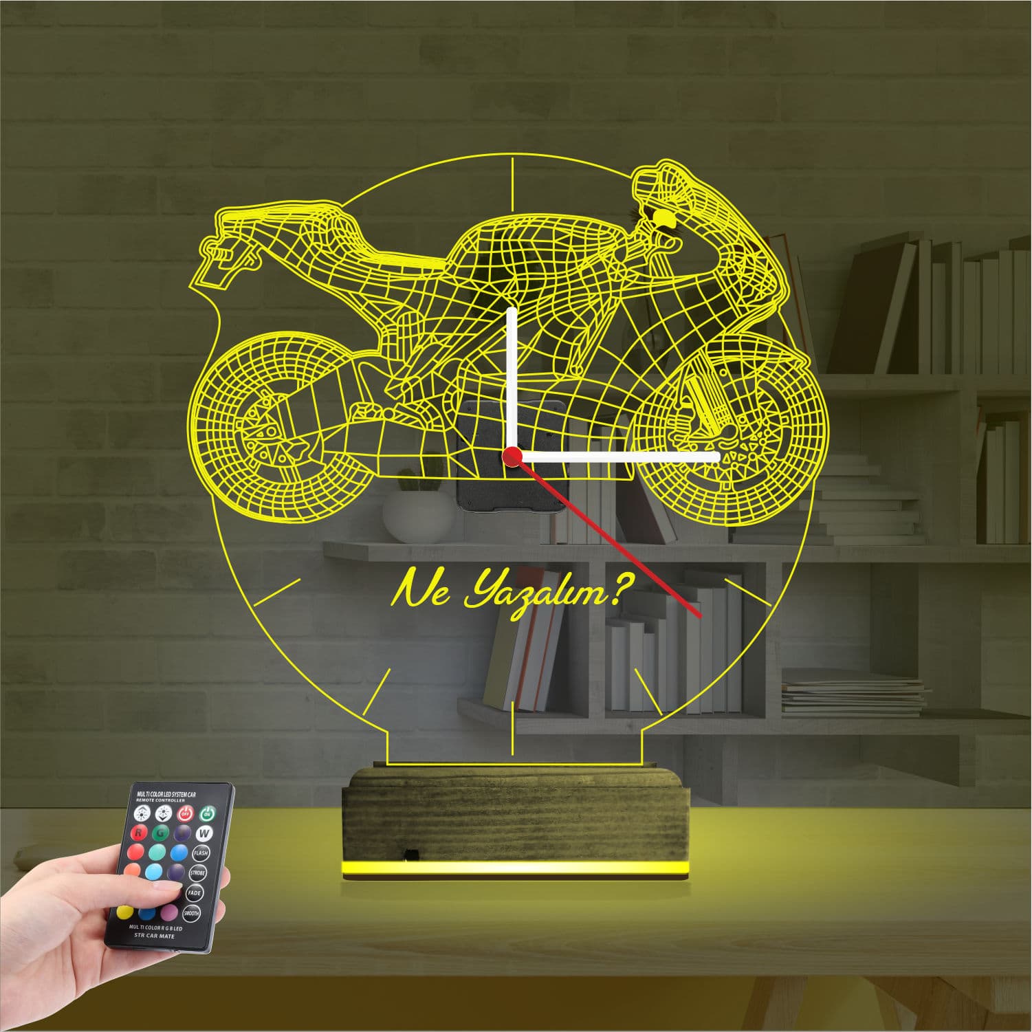 Мотоцикл с часами — 3D LED Ночник | Подарок мужчине 5