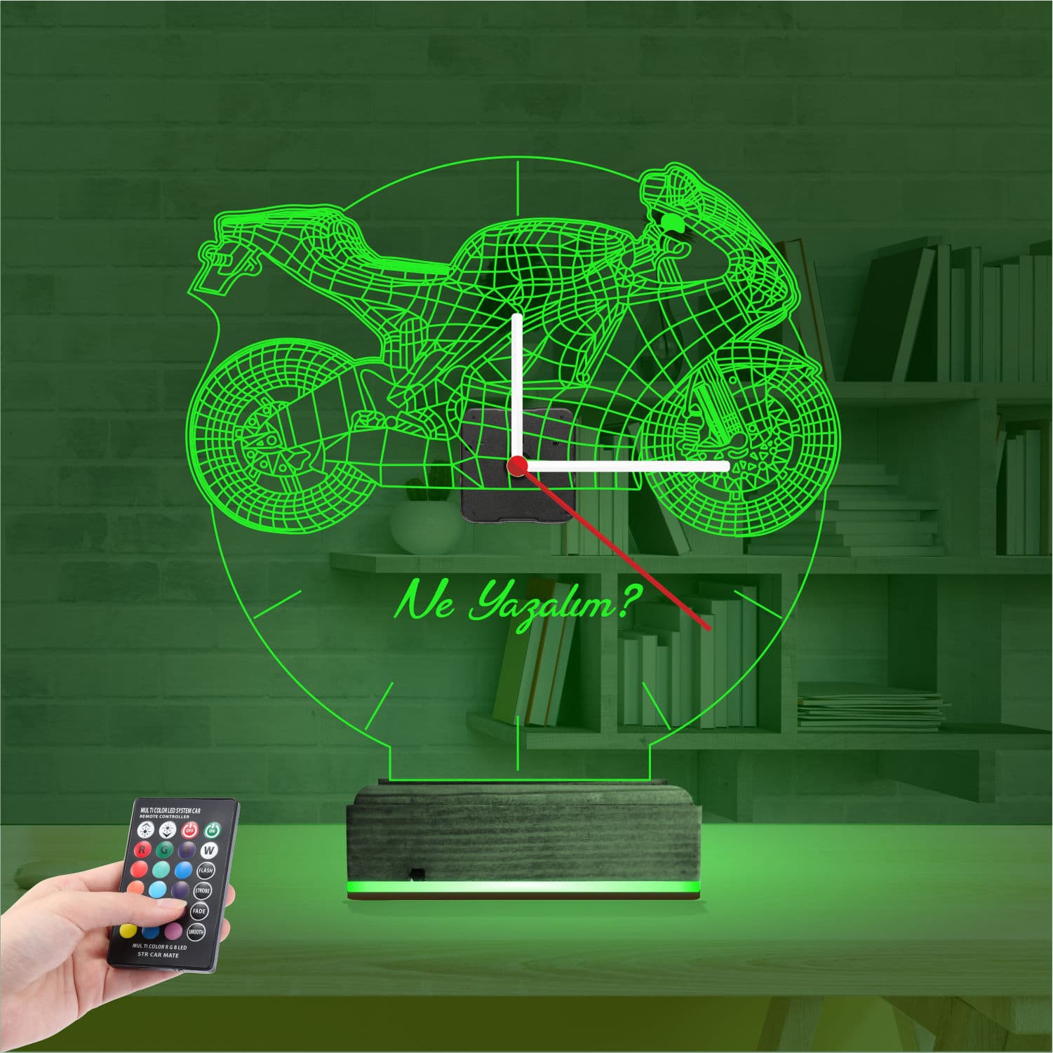 Мотоцикл с часами — 3D LED Ночник | Подарок мужчине 6