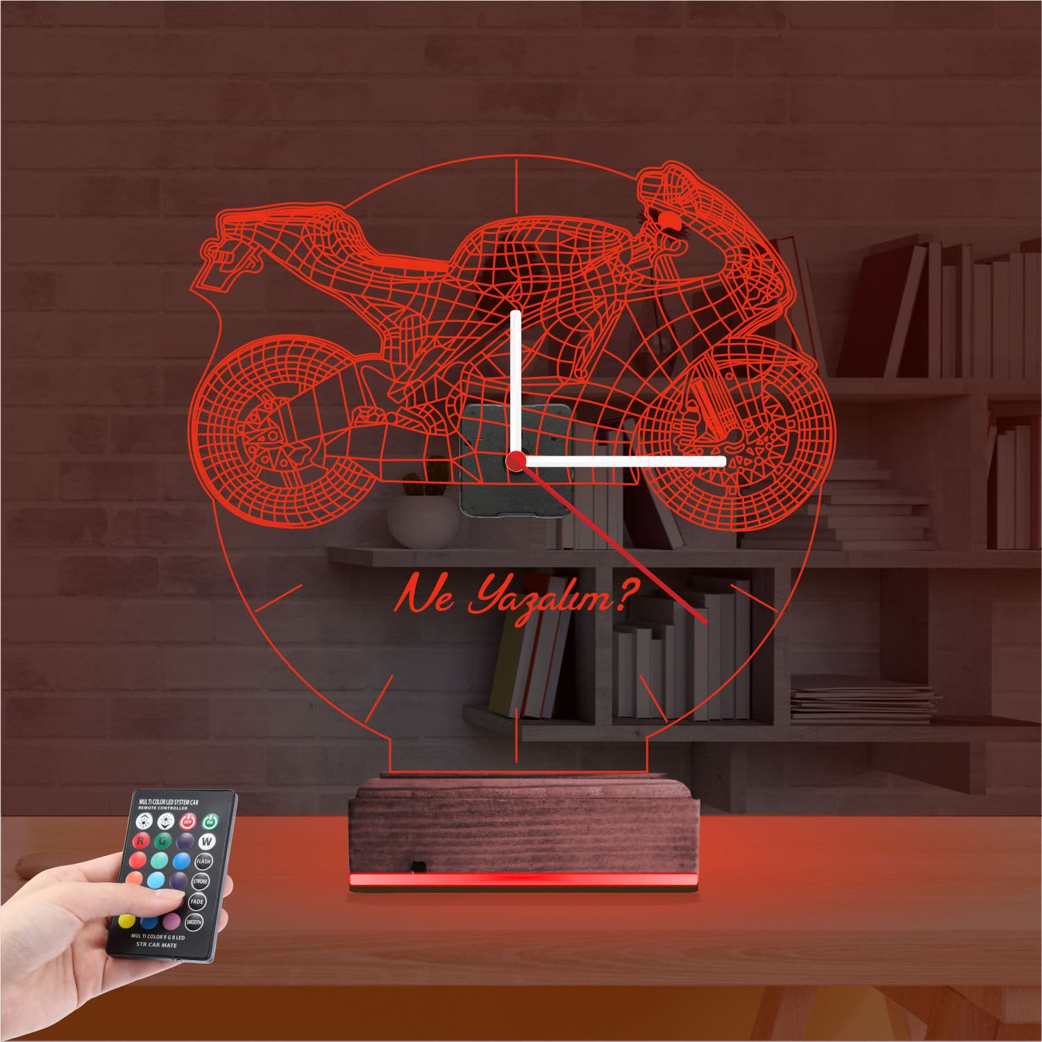 Мотоцикл с часами — 3D LED Ночник | Подарок мужчине 7