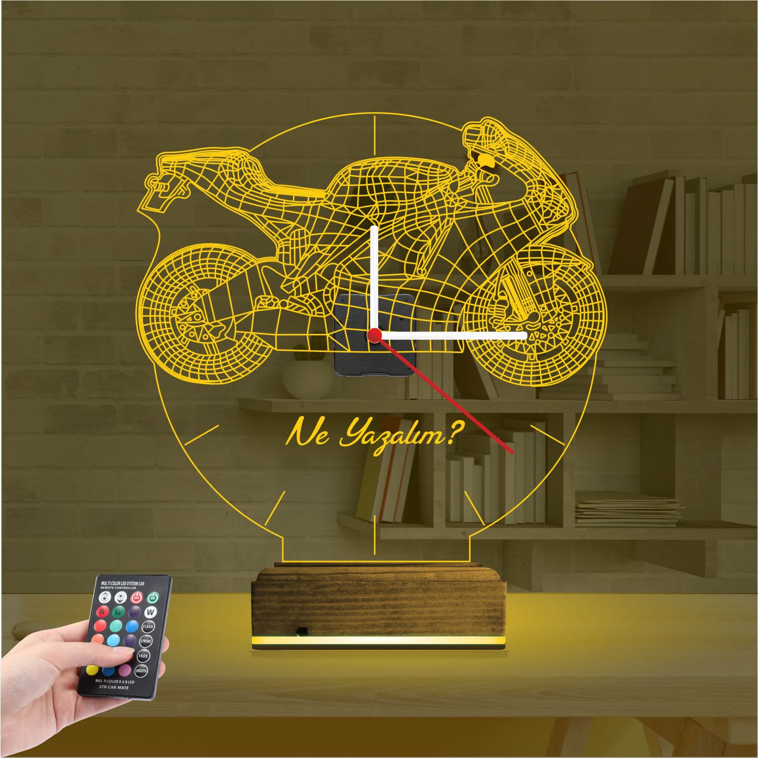 Мотоцикл с часами — 3D LED Ночник | Подарок мужчине 8