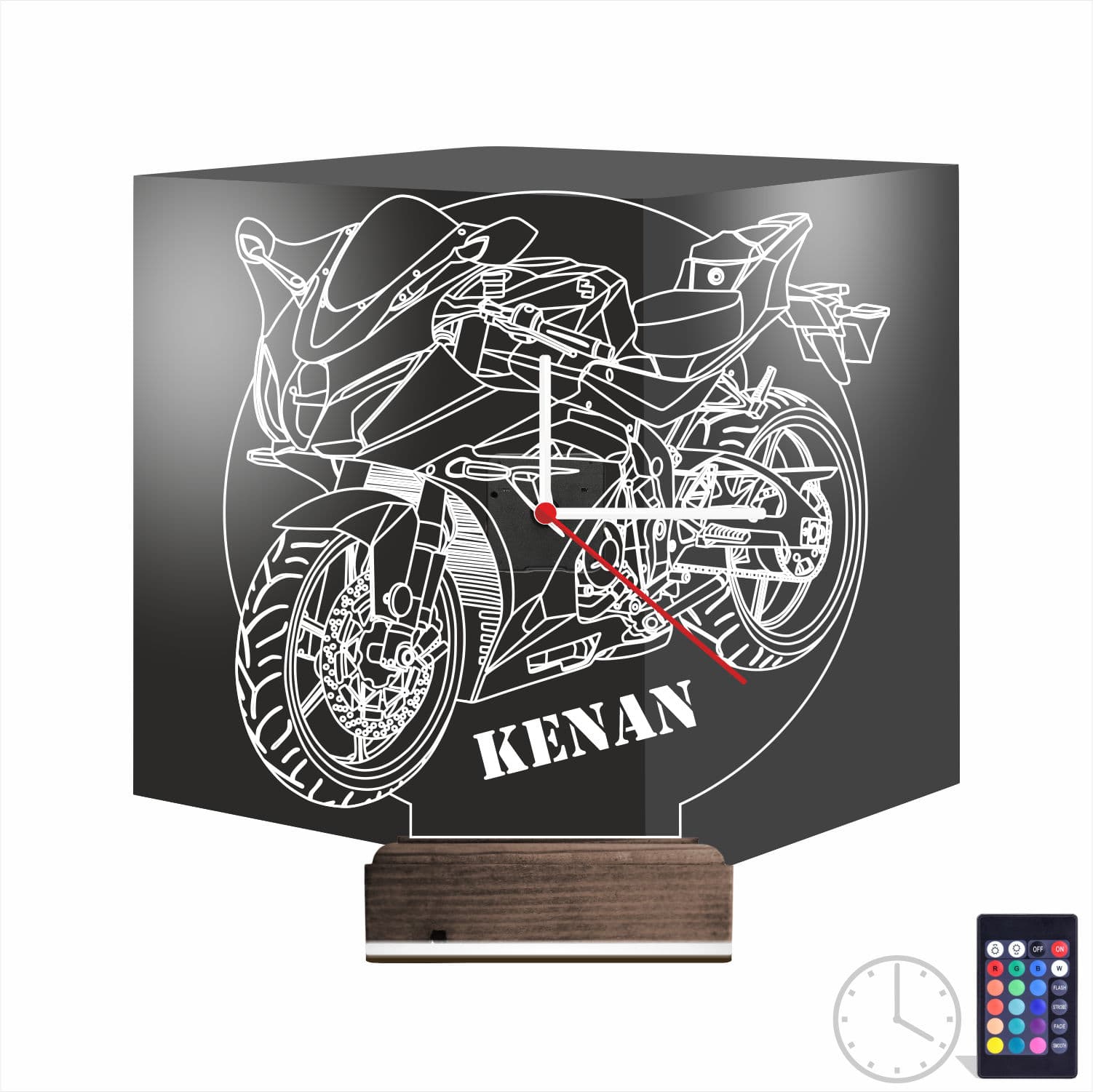 Мотоцикл с часами — 3D LED Ночник | Подарок мужчине 1