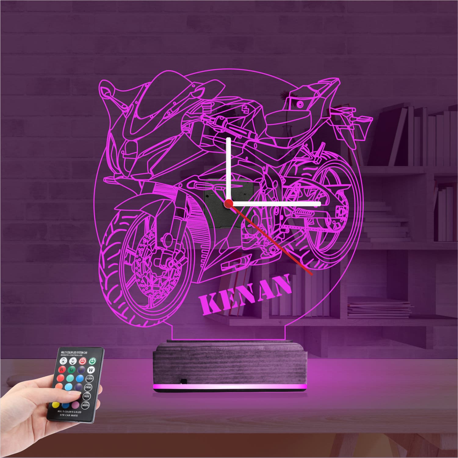 Мотоцикл с часами — 3D LED Ночник | Подарок мужчине 4