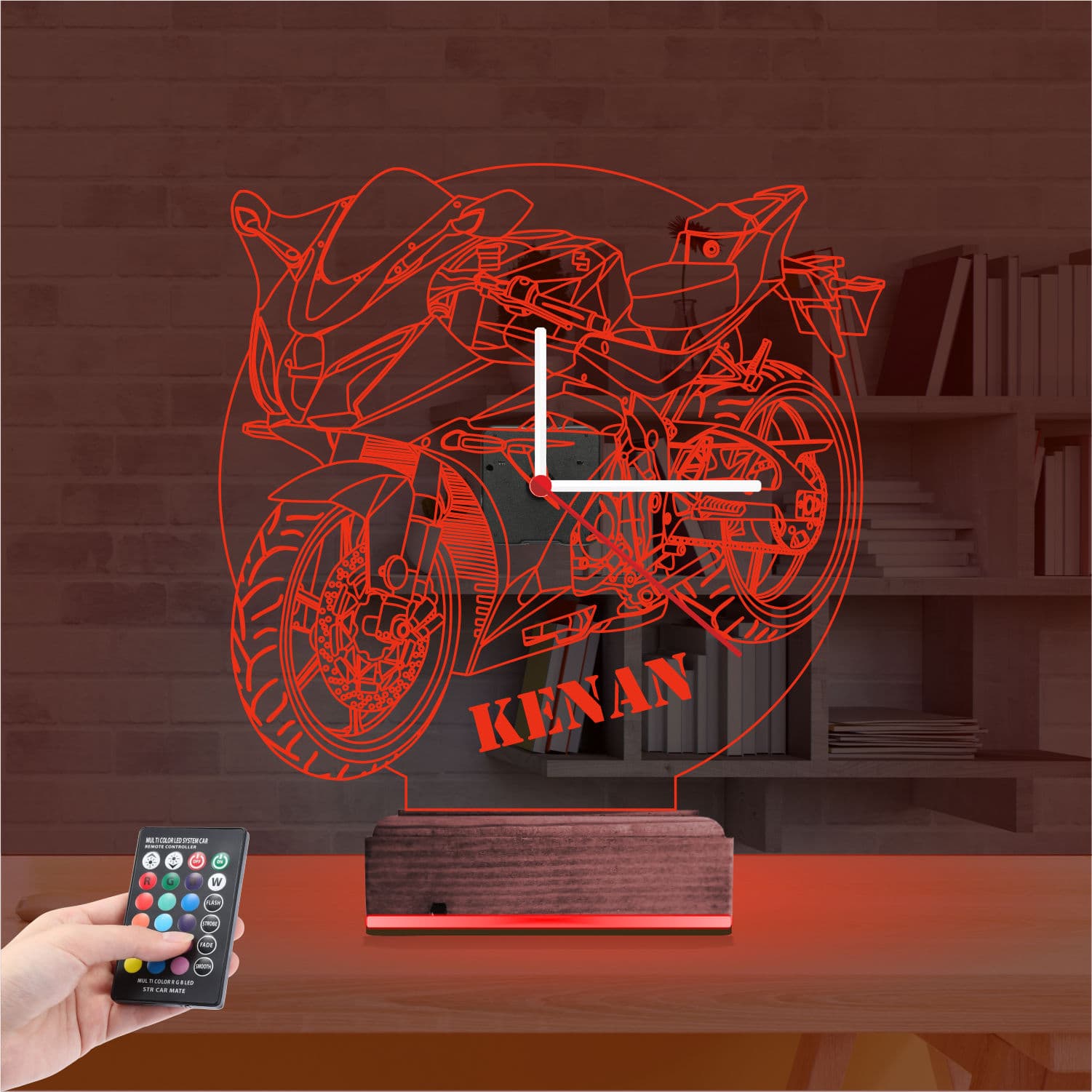 Мотоцикл с часами — 3D LED Ночник | Подарок мужчине 7