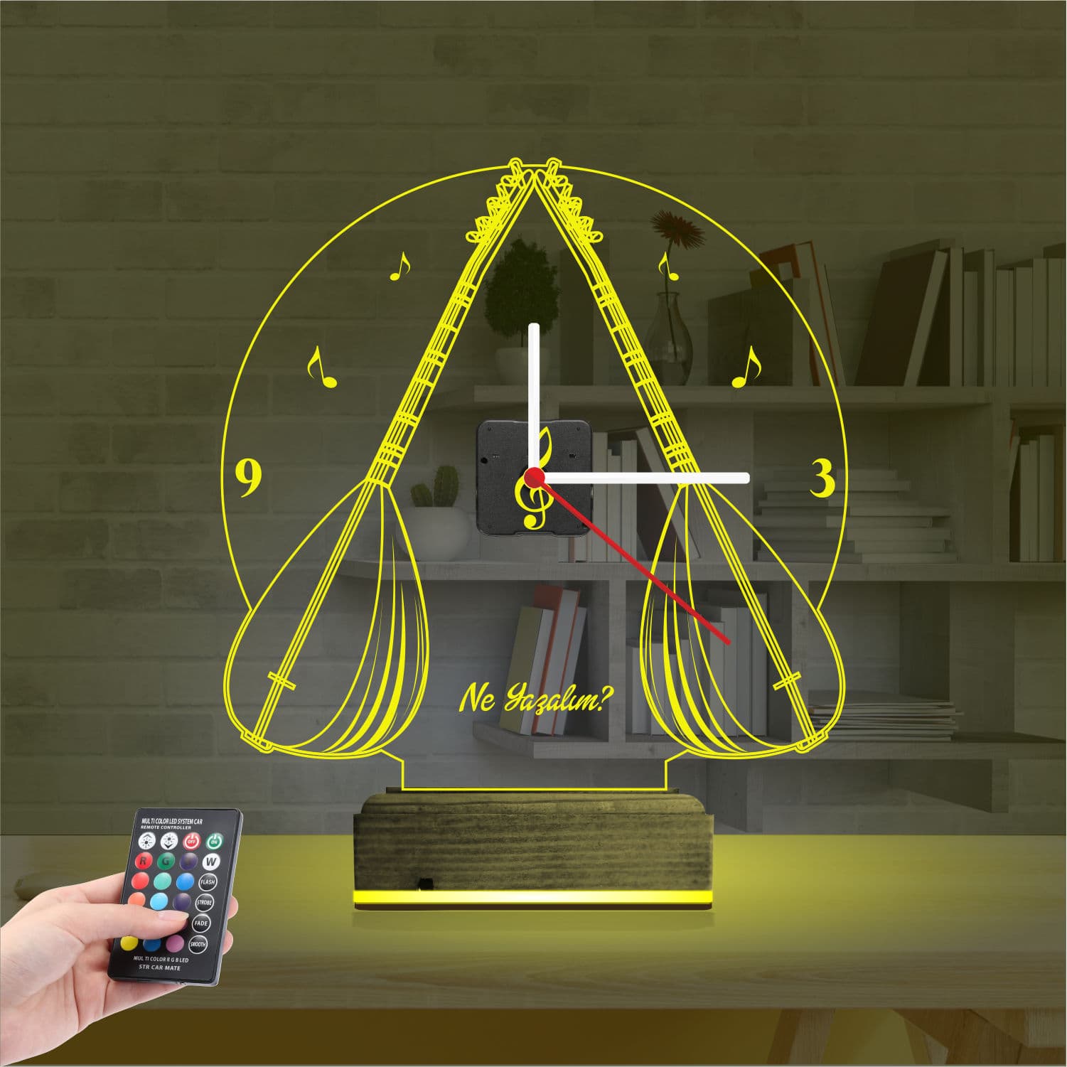 Саз и Музыка 3D Ночник с Часами 5