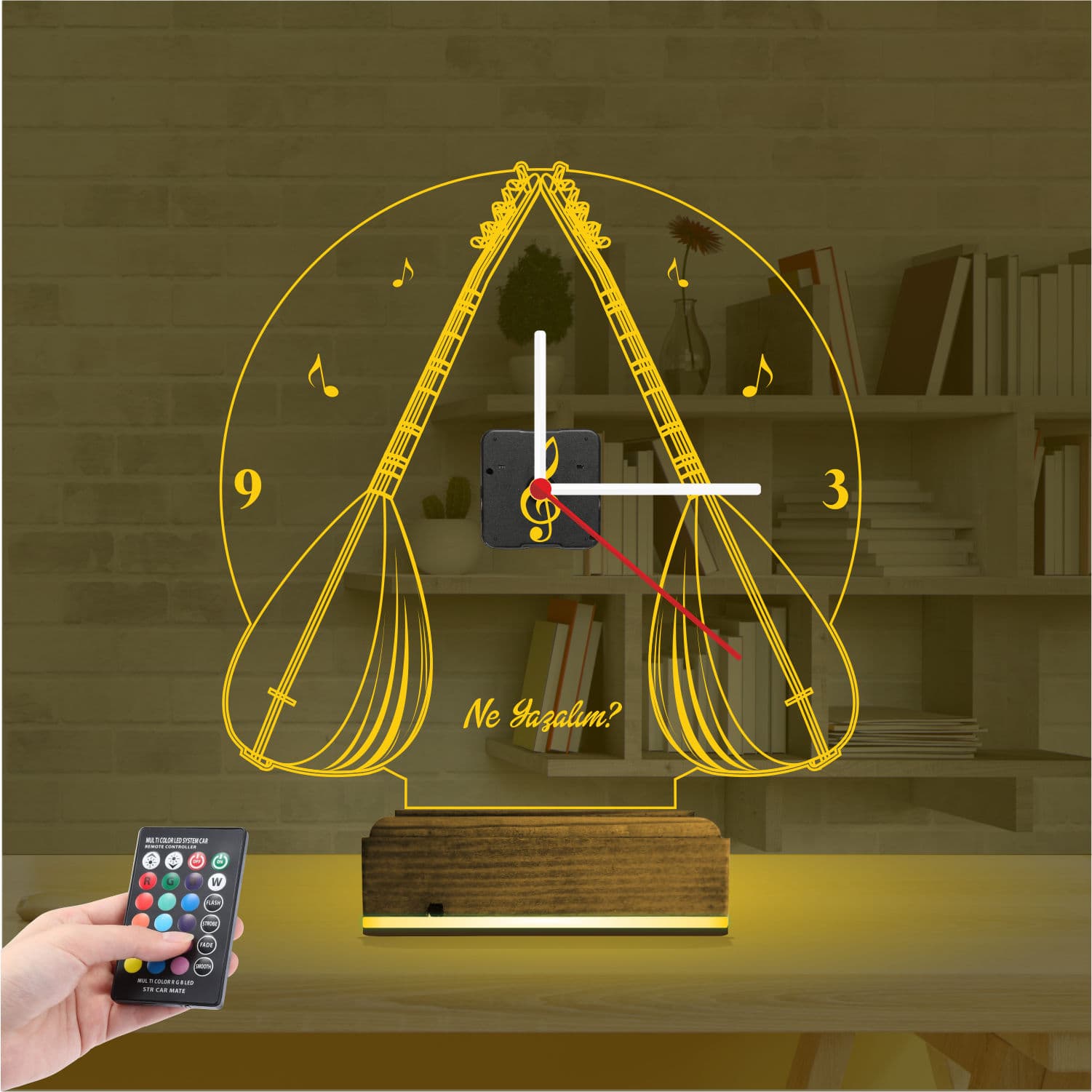 Саз и Музыка 3D Ночник с Часами 8