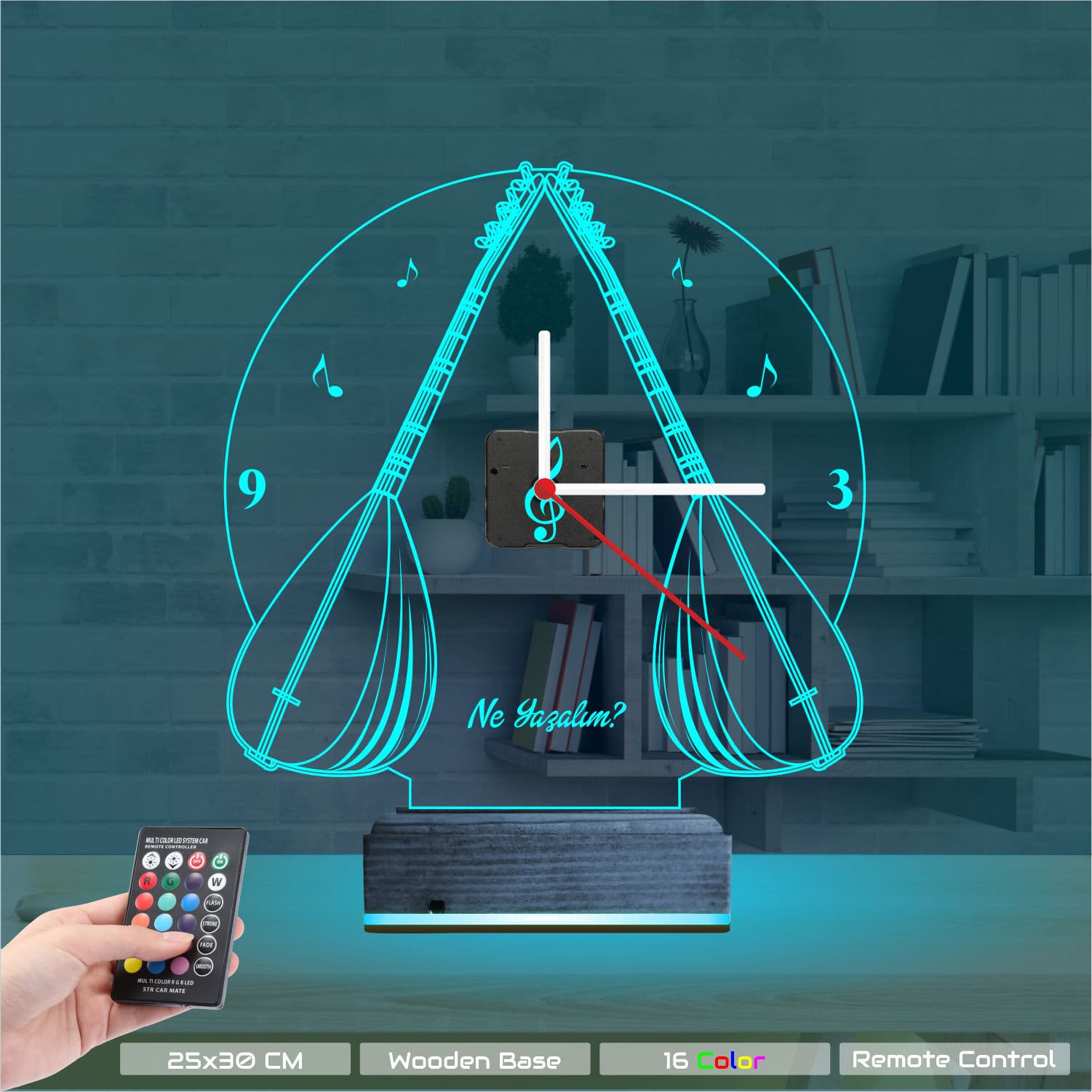 Саз и Музыка 3D Ночник с Часами 9