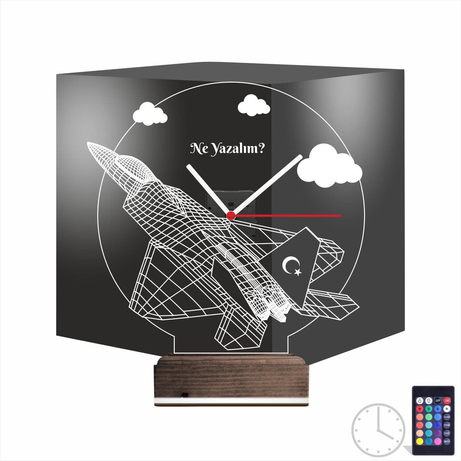 Истребитель — 3D LED Ночник с часами | Подарок мужчине 1