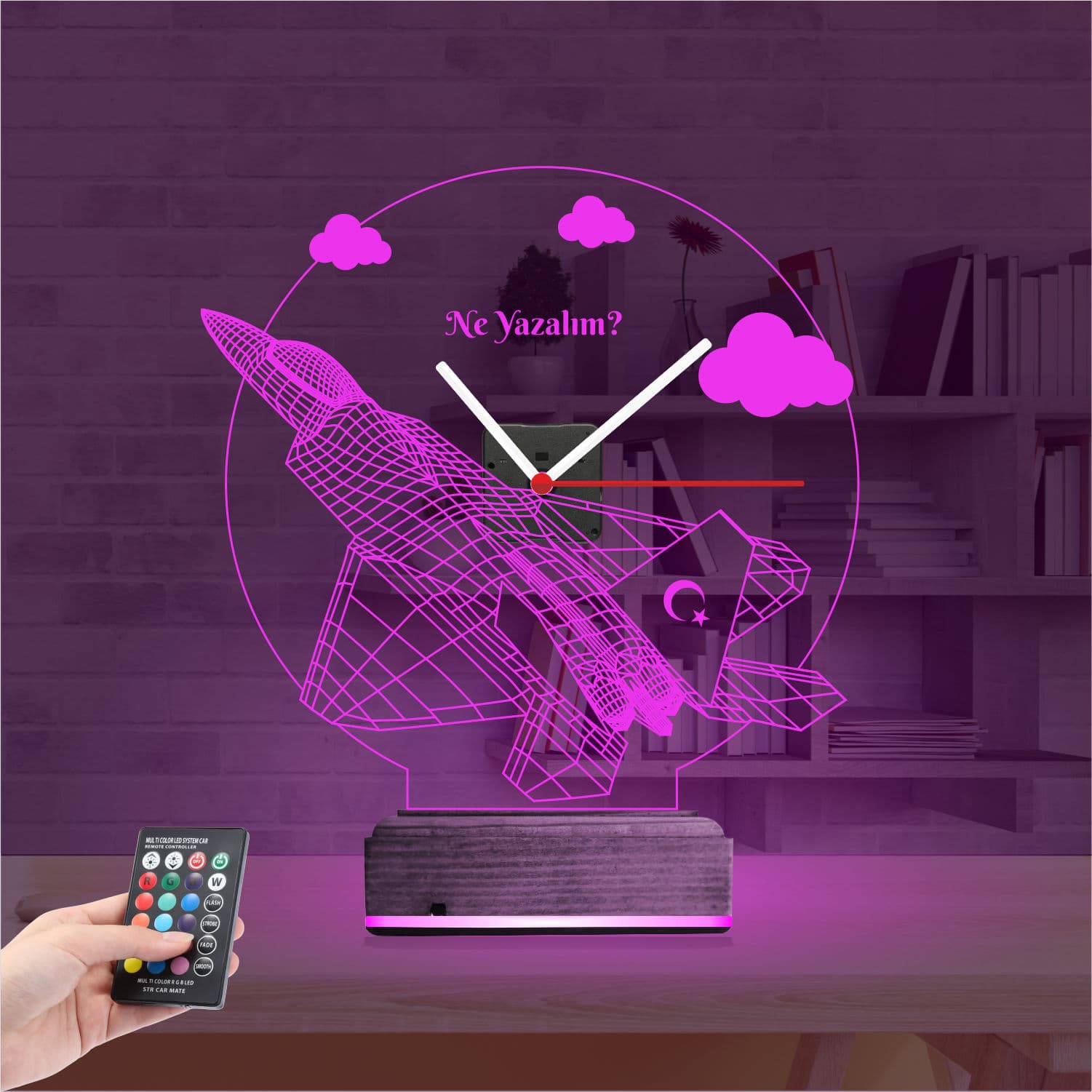 Истребитель — 3D LED Ночник с часами | Подарок мужчине 4