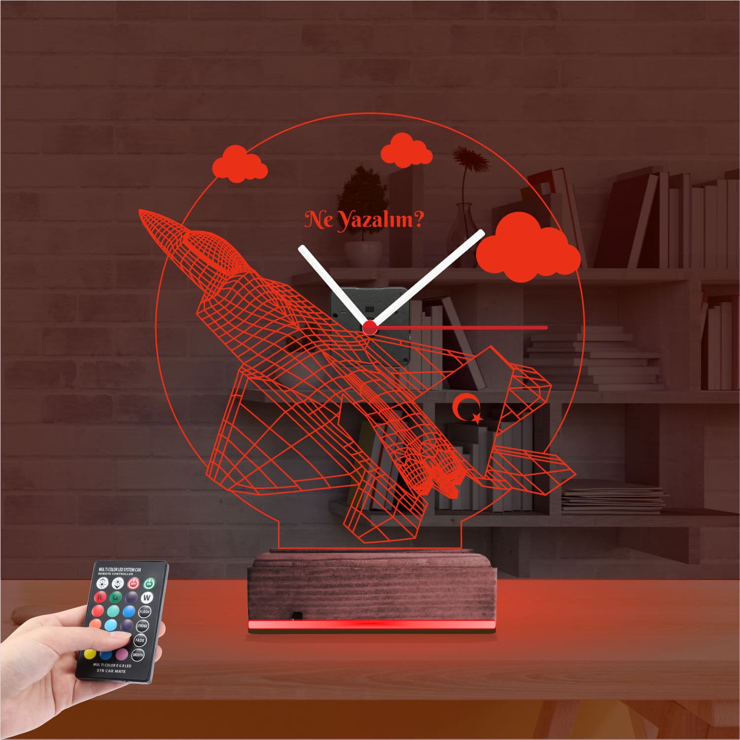 Истребитель — 3D LED Ночник с часами | Подарок мужчине 7