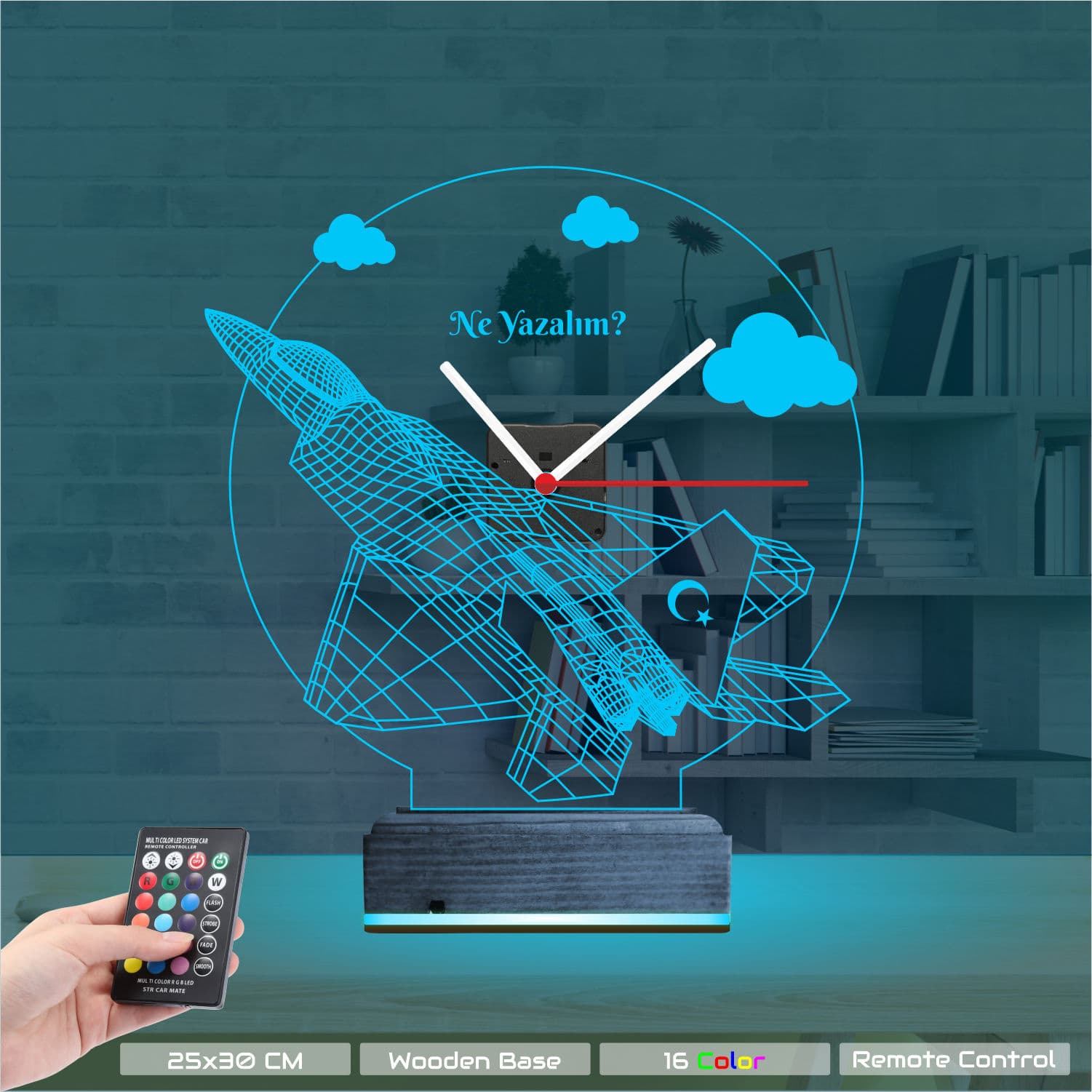 Истребитель — 3D LED Ночник с часами | Подарок мужчине 9