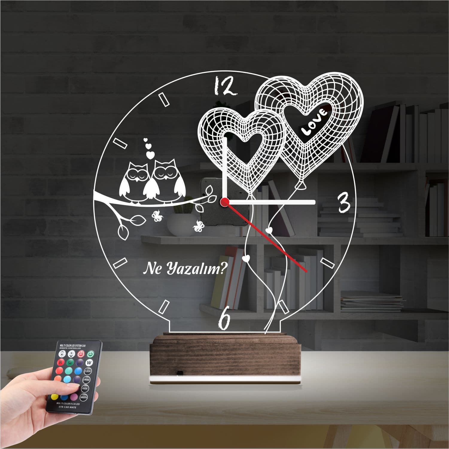 Совы и сердца — 3D LED Ночник | Подарок на годовщину 2