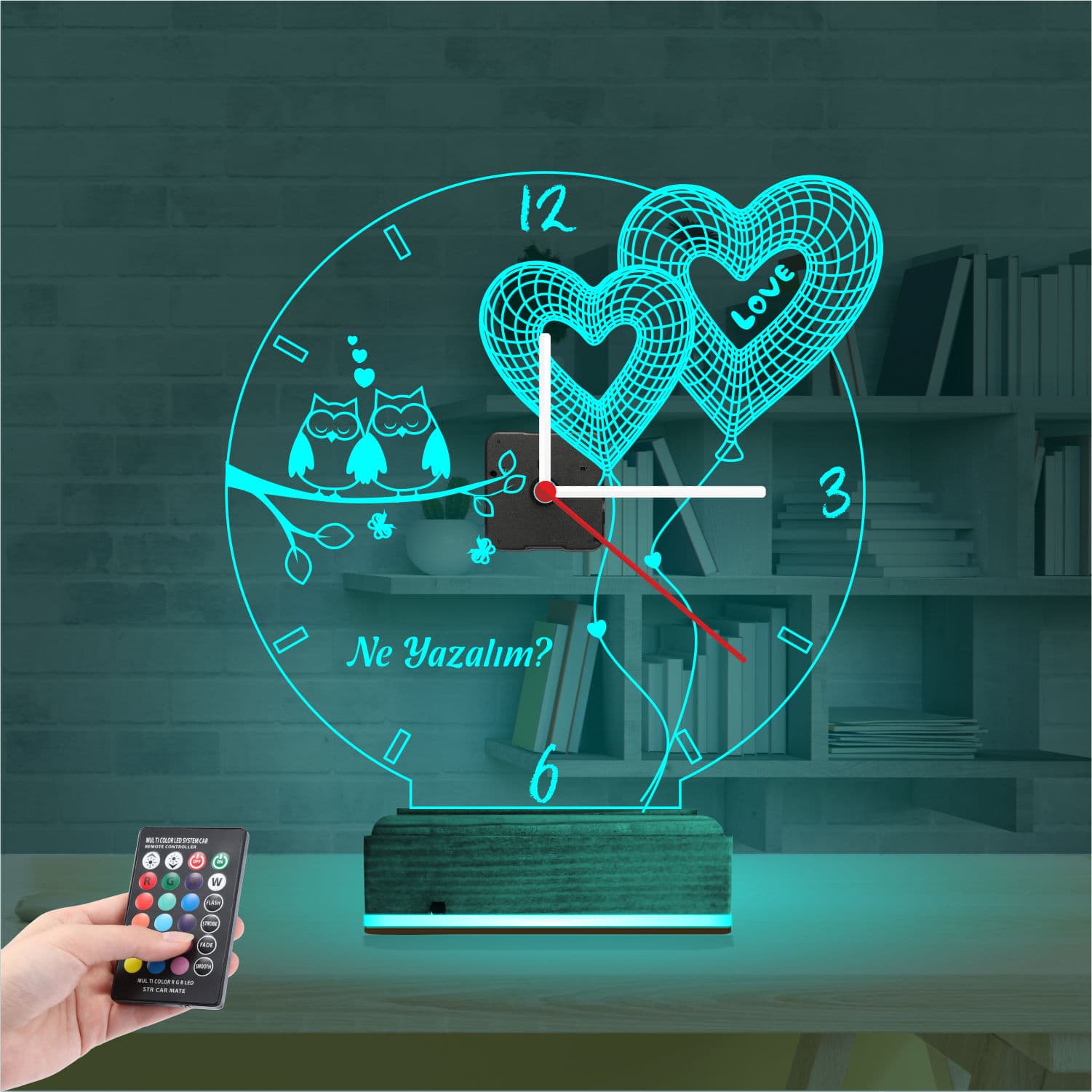 Совы и сердца — 3D LED Ночник | Подарок на годовщину 3