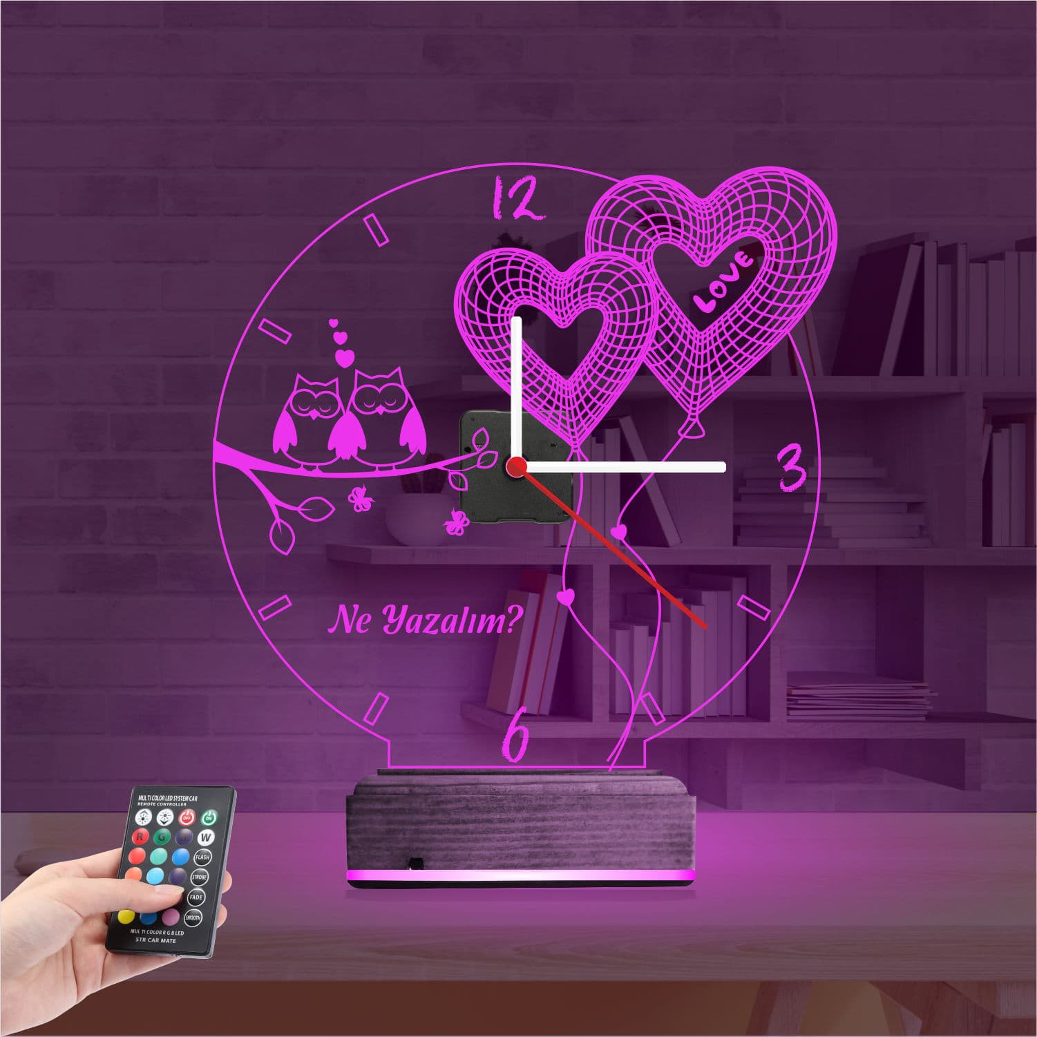 Совы и сердца — 3D LED Ночник | Подарок на годовщину 4