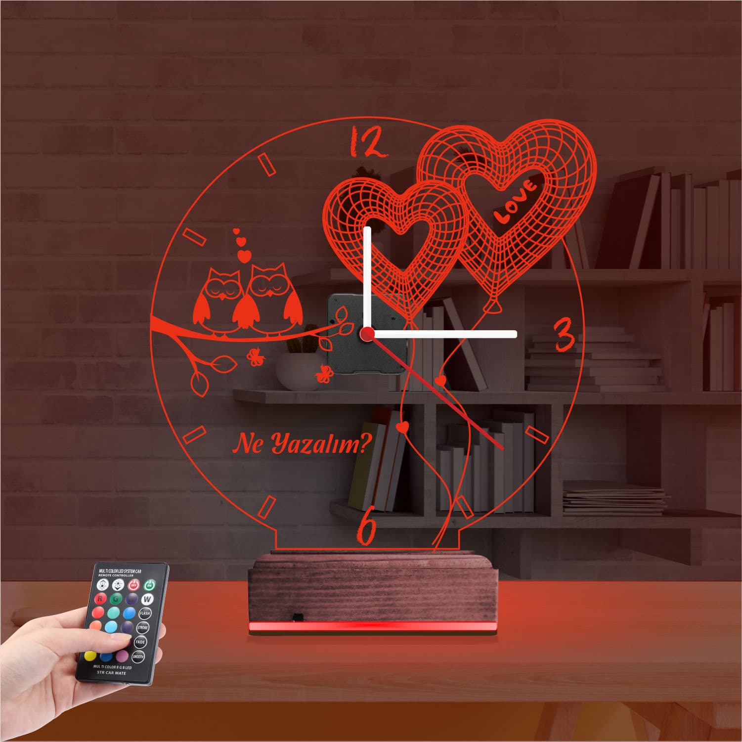Совы и сердца — 3D LED Ночник | Подарок на годовщину 7