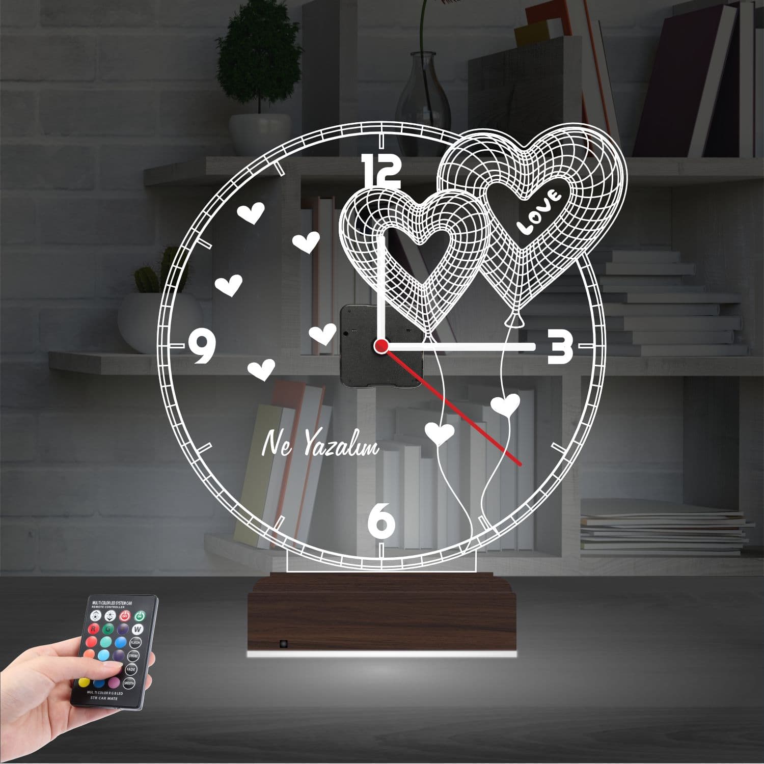 Часы с сердцами — 3D LED Ночник | Романтический подарок 2