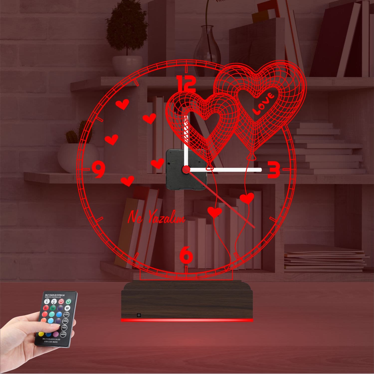 Часы с сердцами — 3D LED Ночник | Романтический подарок 5
