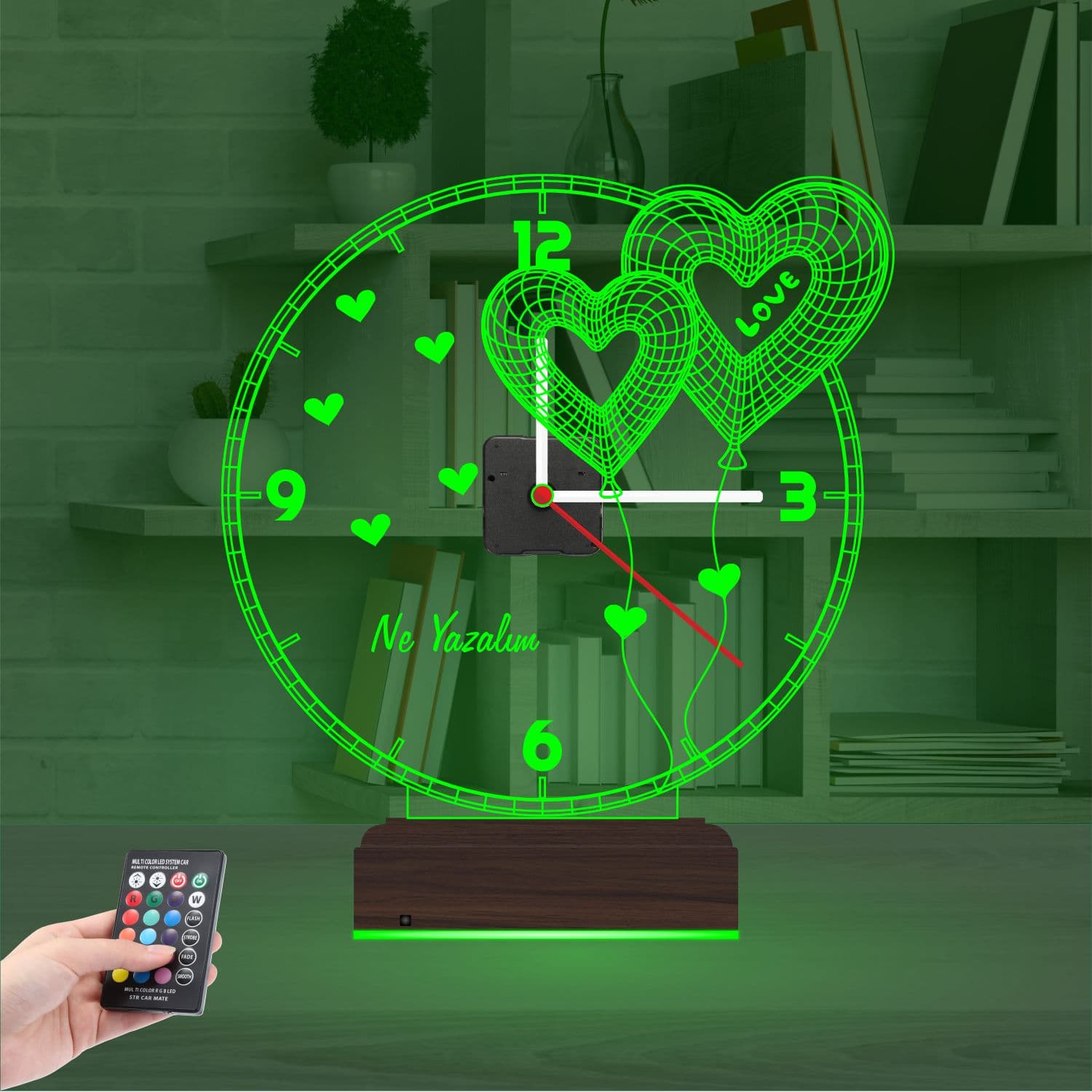 Часы с сердцами — 3D LED Ночник | Романтический подарок 6