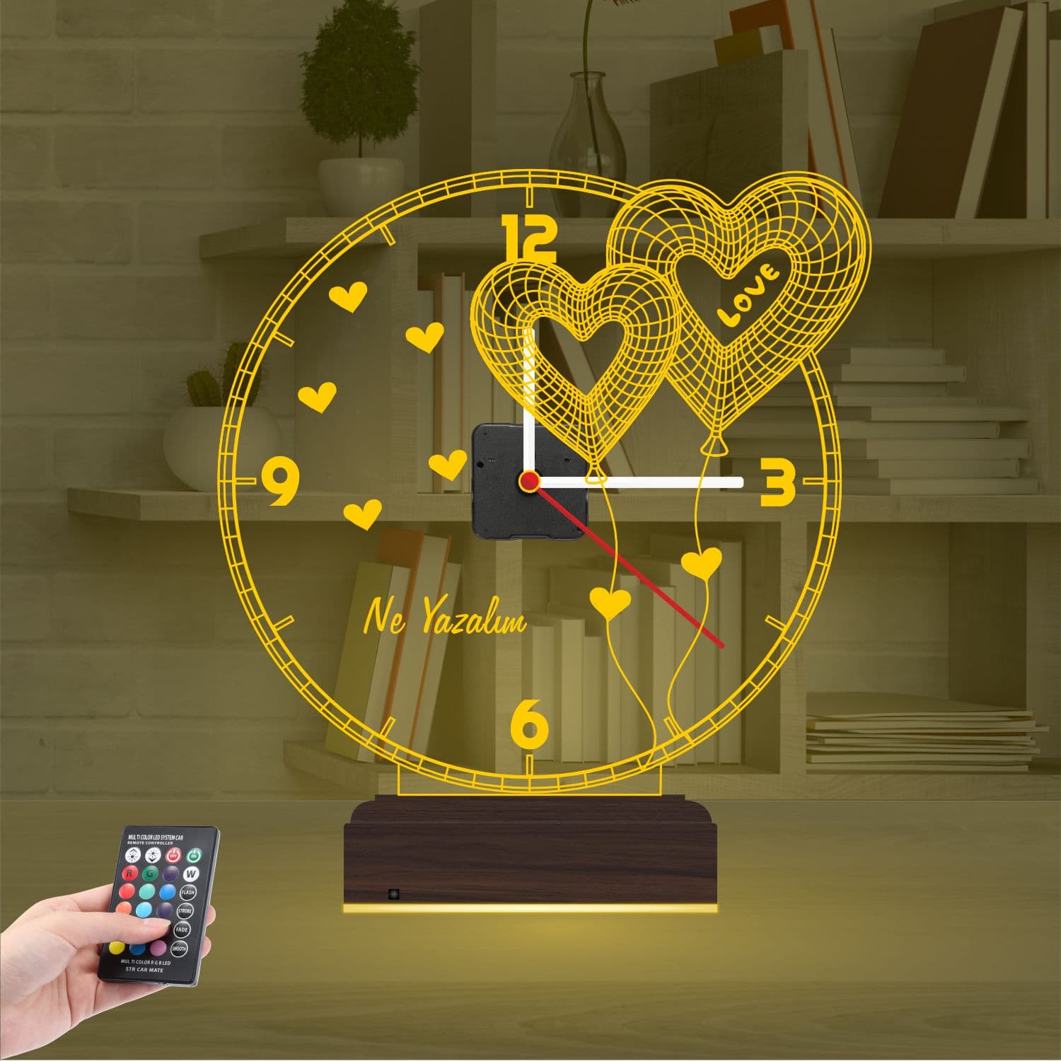 Часы с сердцами — 3D LED Ночник | Романтический подарок 8