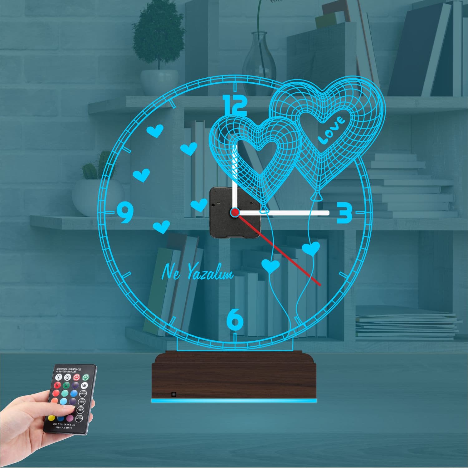 Часы с сердцами — 3D LED Ночник | Романтический подарок 9