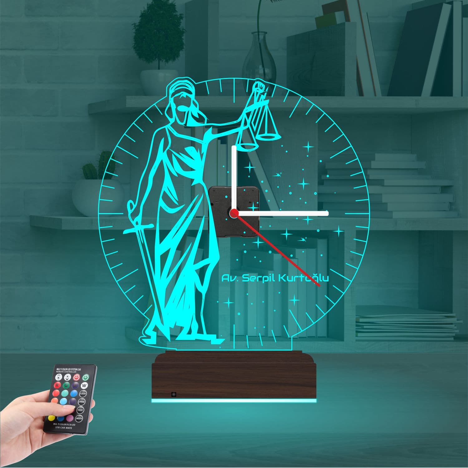 Фемида — 3D LED Ночник с часами | Подарок юристу 3