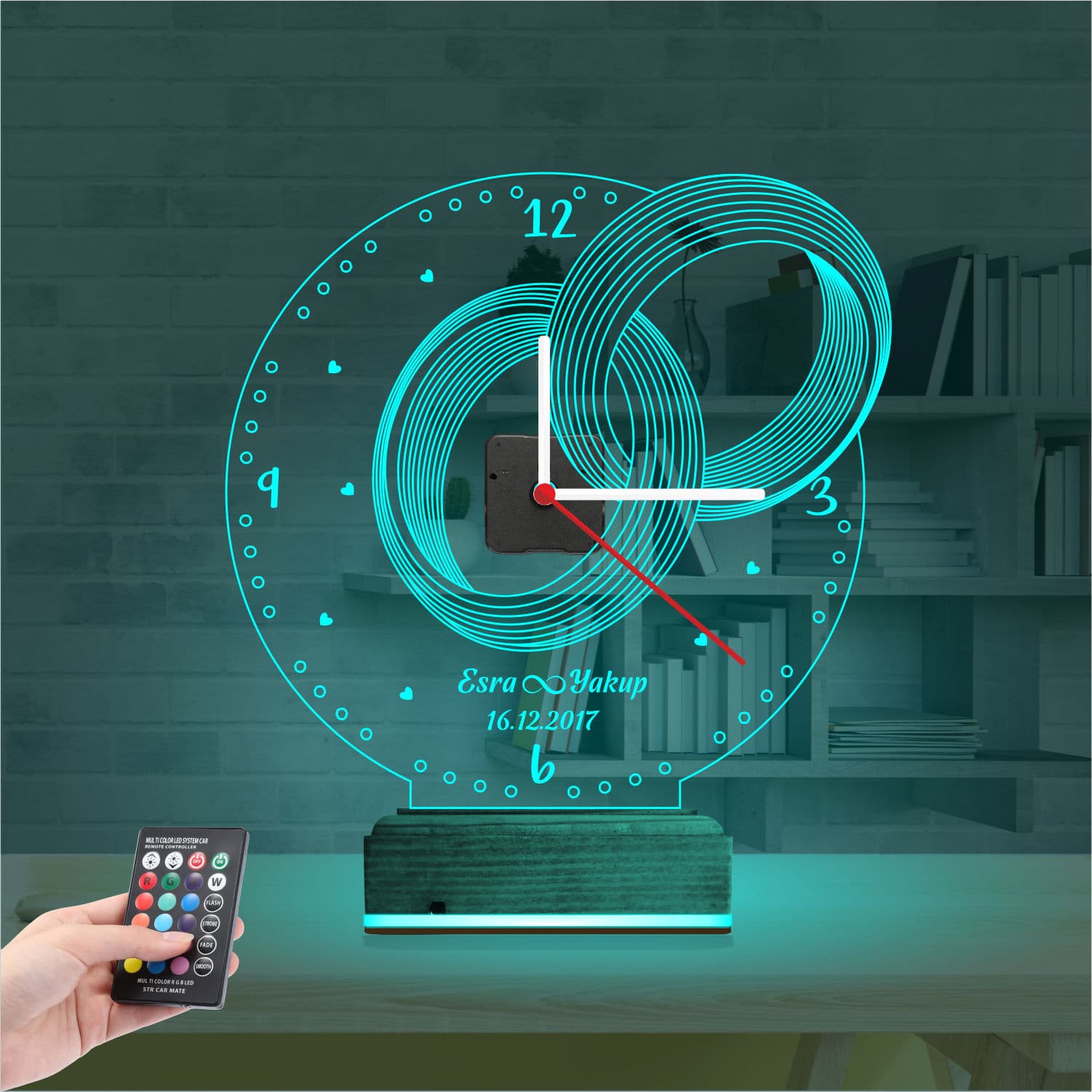 Обручальные кольца — 3D LED Ночник | Подарок на годовщину 3