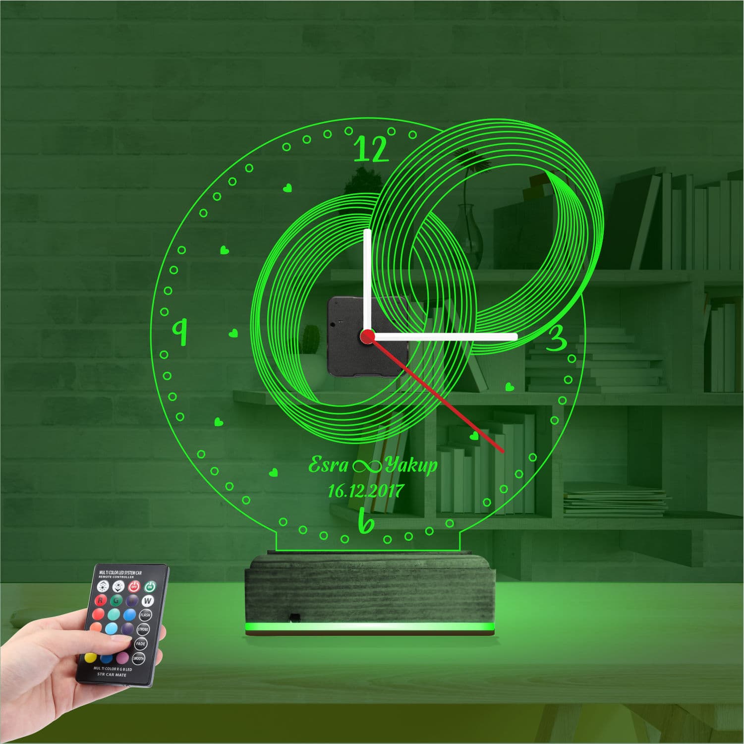 Обручальные кольца — 3D LED Ночник | Подарок на годовщину 6