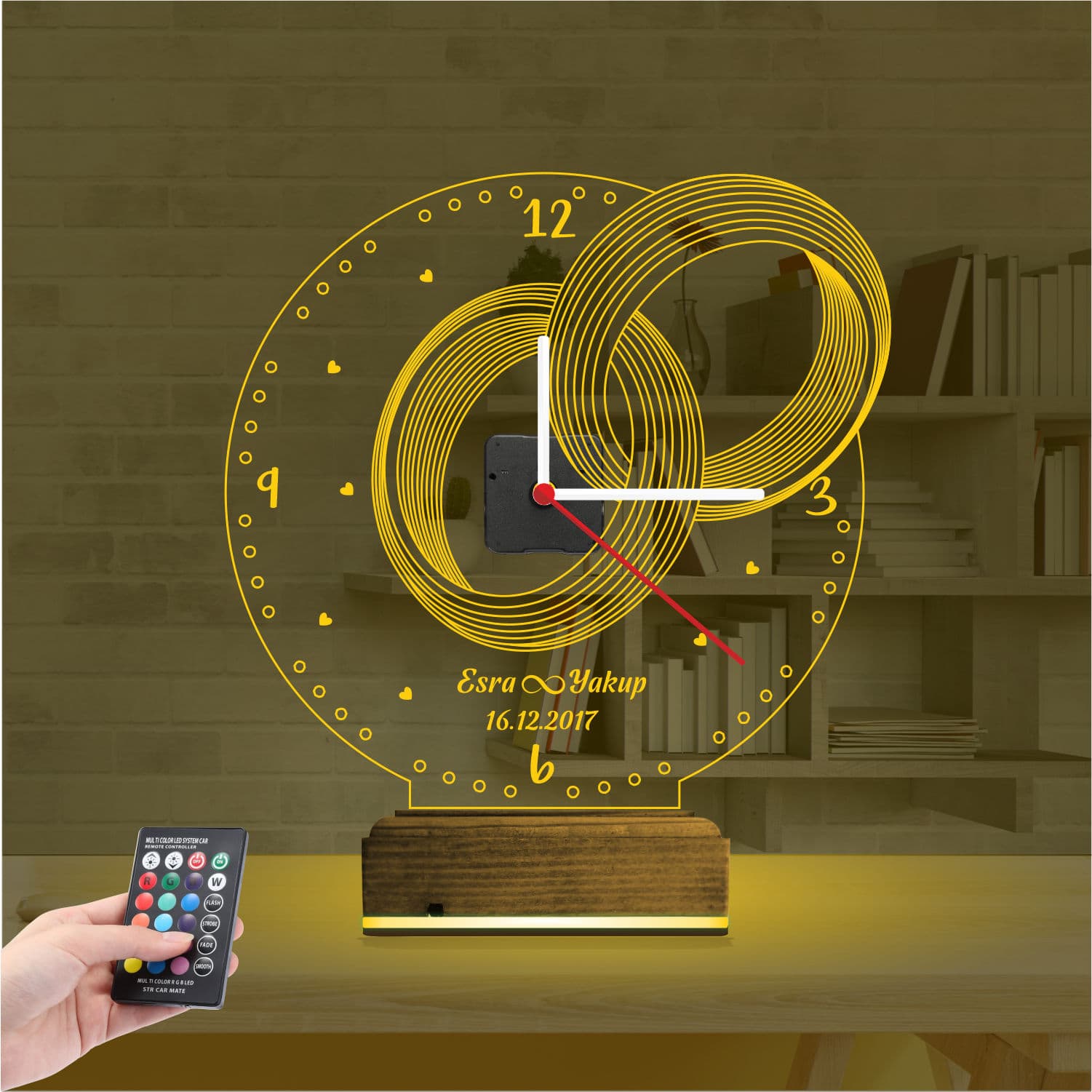 Обручальные кольца — 3D LED Ночник | Подарок на годовщину 8