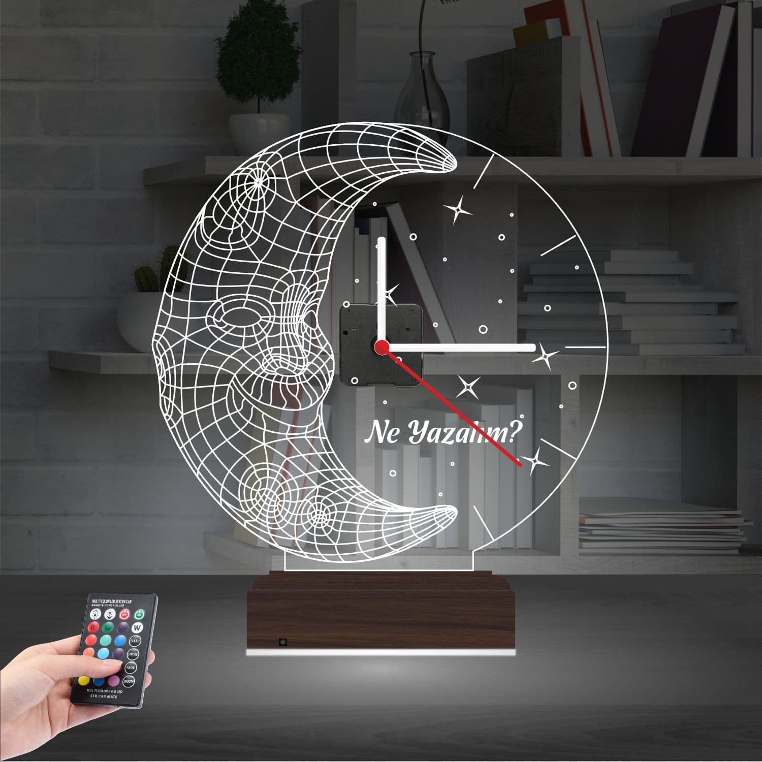 Луна с часами 3D Ночник 2