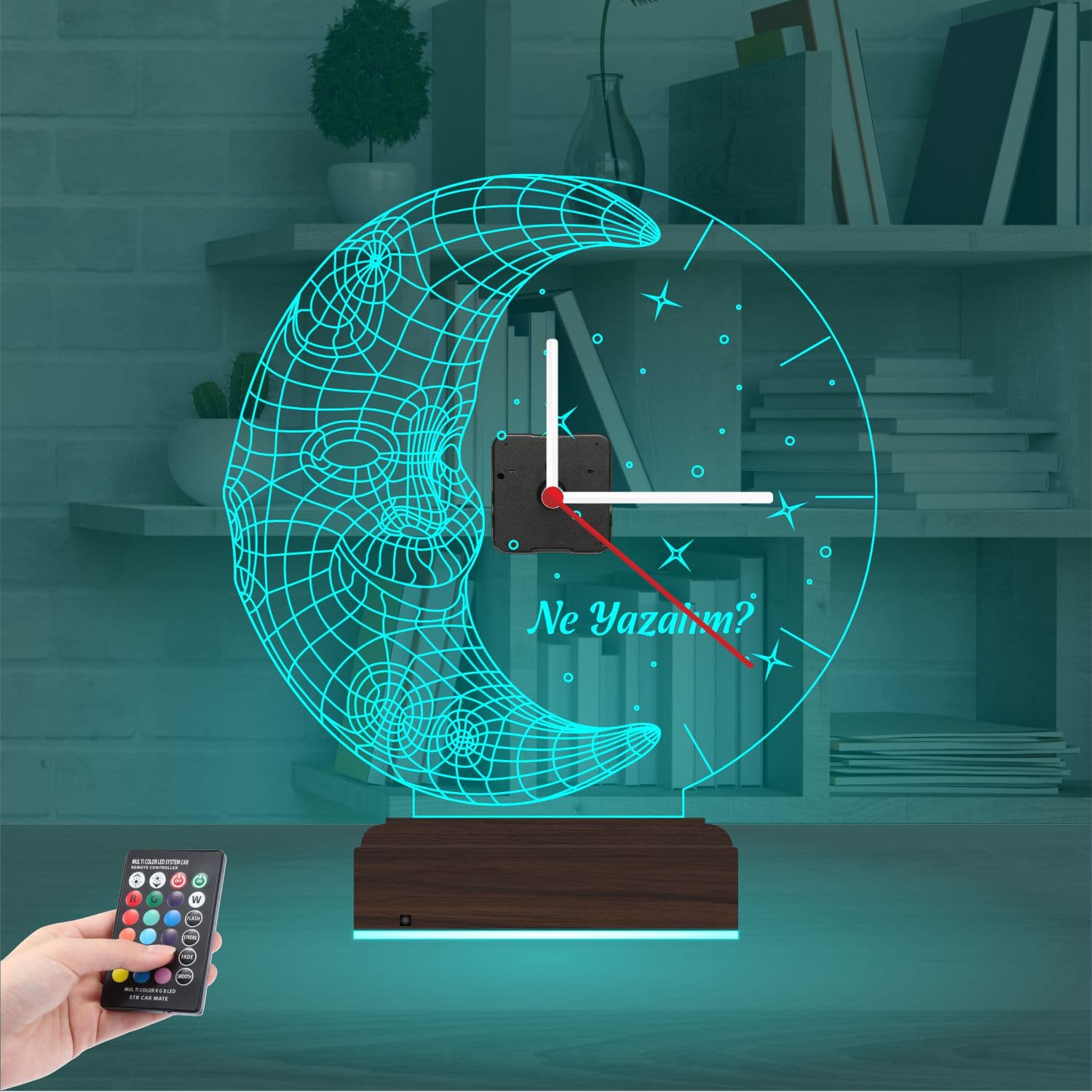 Луна с часами 3D Ночник 3