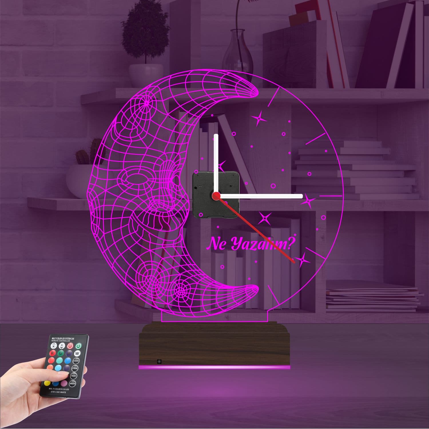 Луна с часами 3D Ночник 4