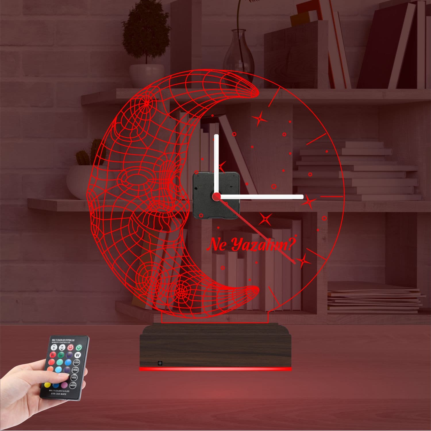 Луна с часами 3D Ночник 5