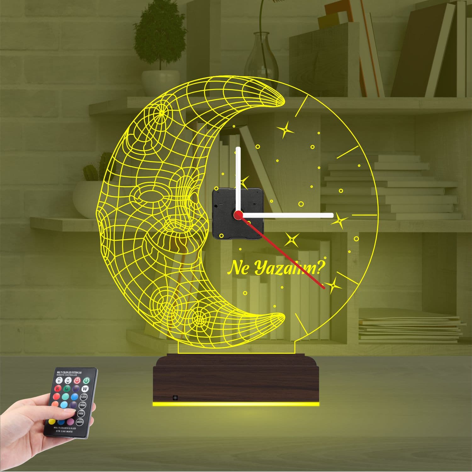 Луна с часами 3D Ночник 7