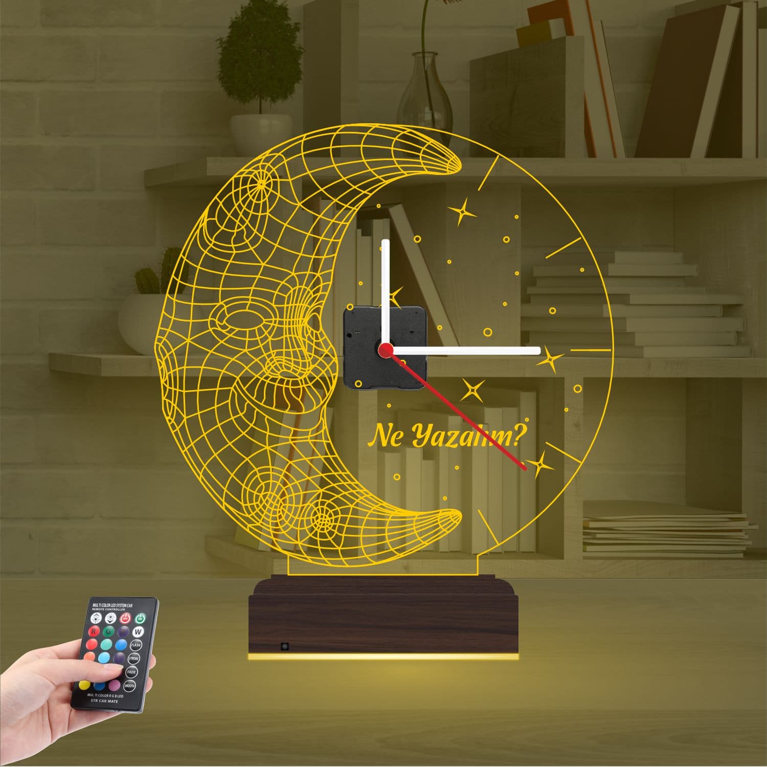 Луна с часами 3D Ночник 8