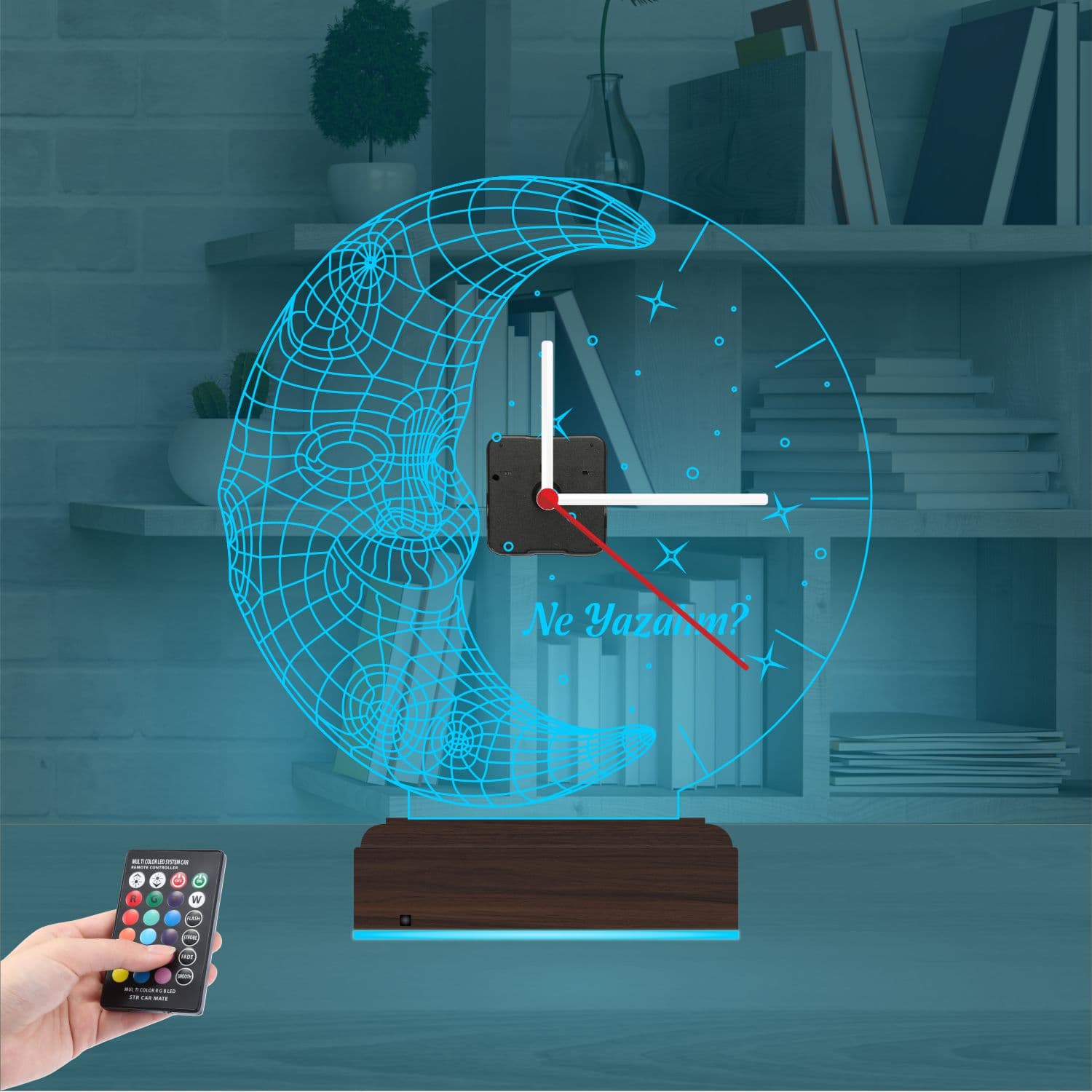 Луна с часами 3D Ночник 9