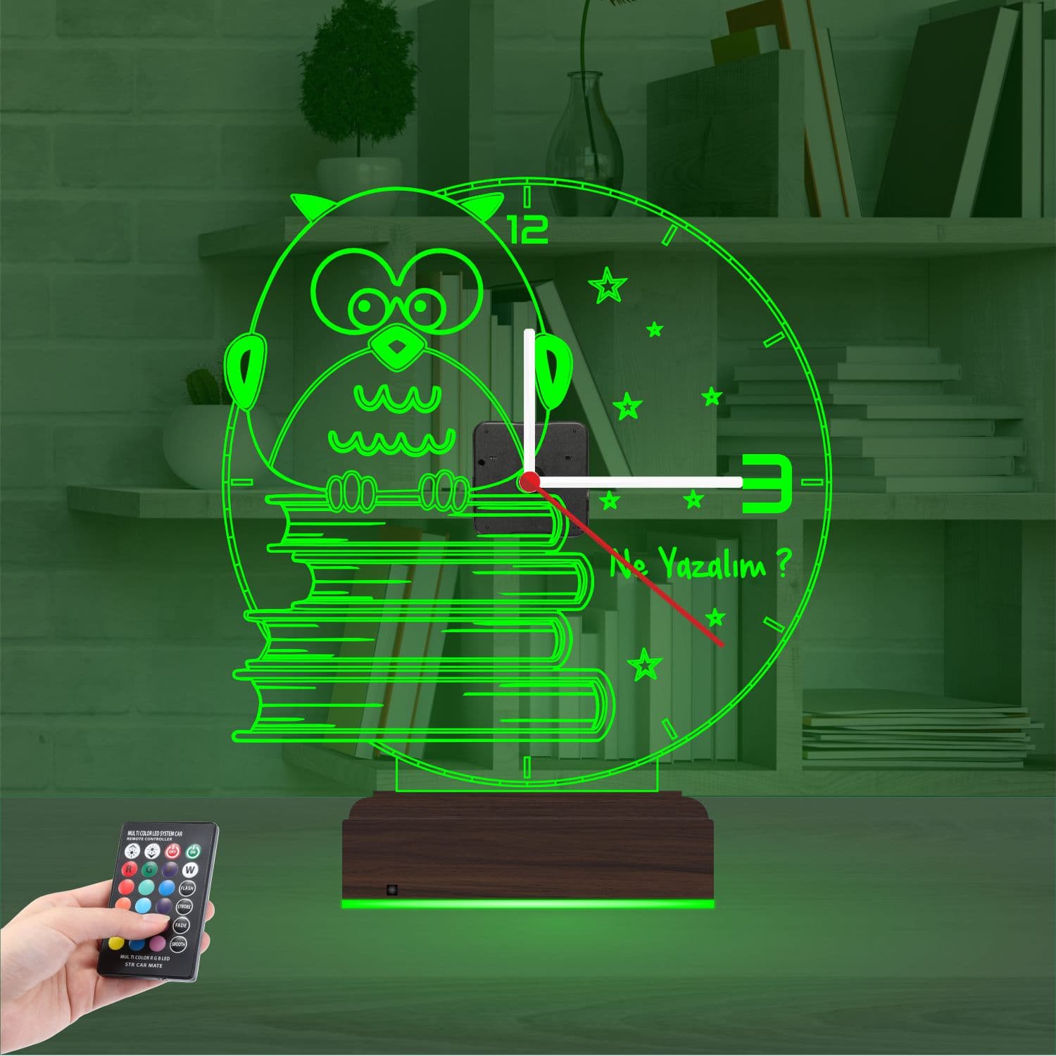 Сова на книгах — 3D LED Ночник с часами | Подарок учителю 6