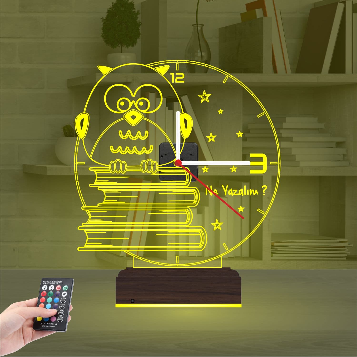 Сова на книгах — 3D LED Ночник с часами | Подарок учителю 7
