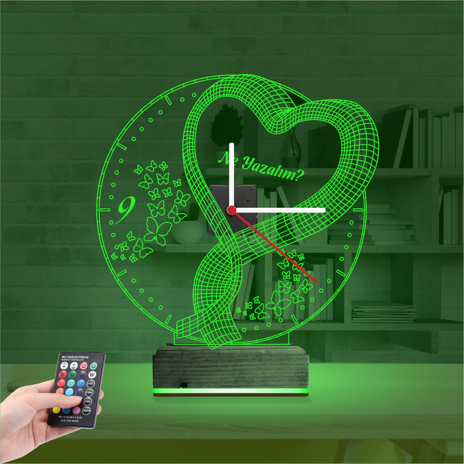 Сердце и Бабочки — 3D LED Ночник-часы | Подарок любимым 6