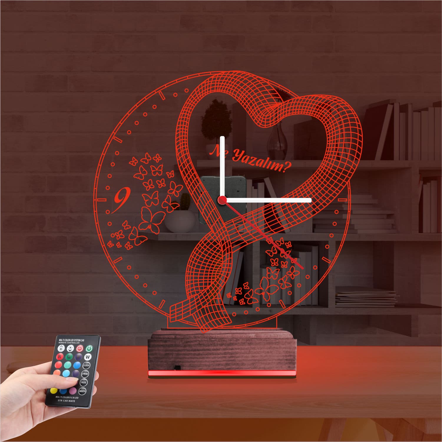 Сердце и Бабочки — 3D LED Ночник-часы | Подарок любимым 7