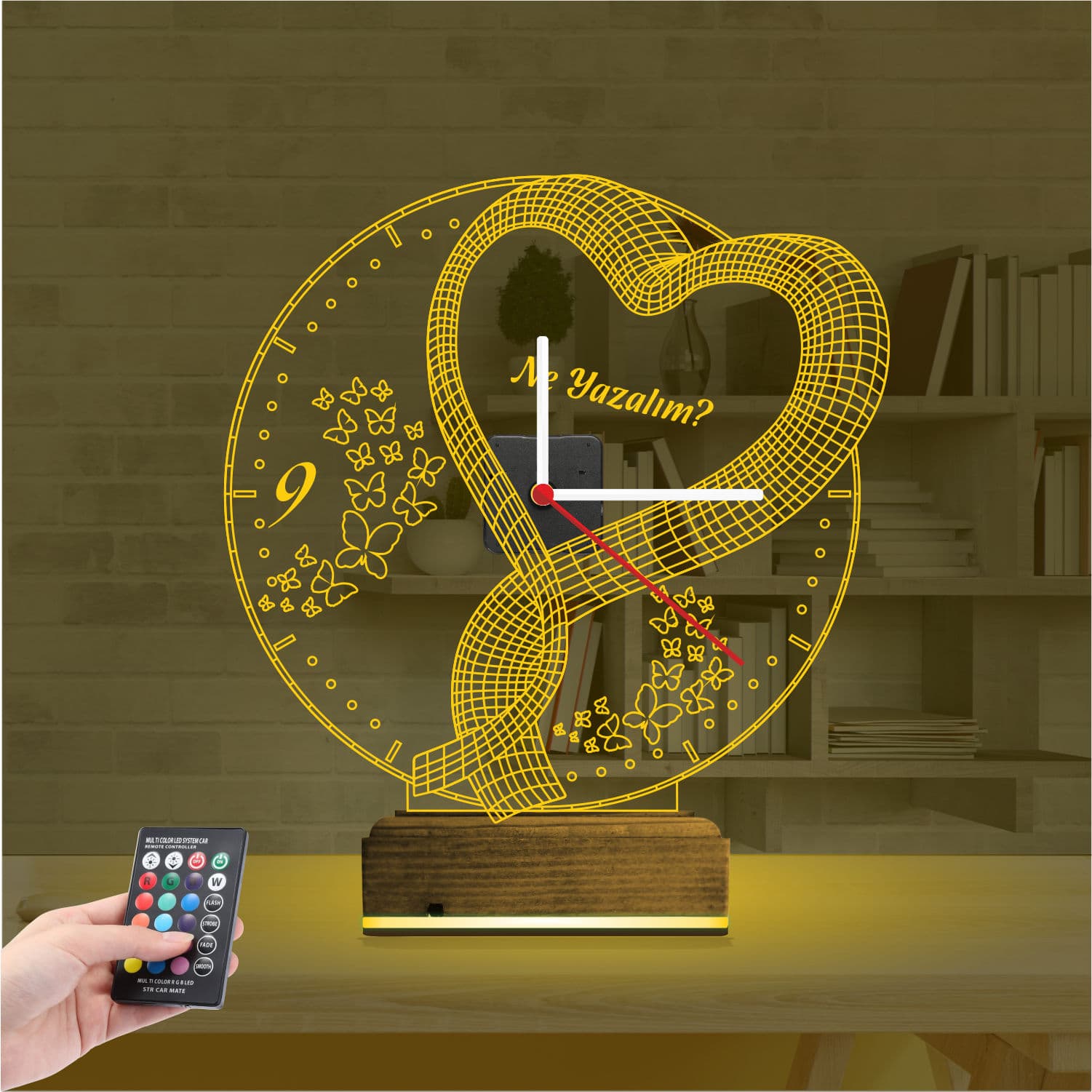 Сердце и Бабочки — 3D LED Ночник-часы | Подарок любимым 8