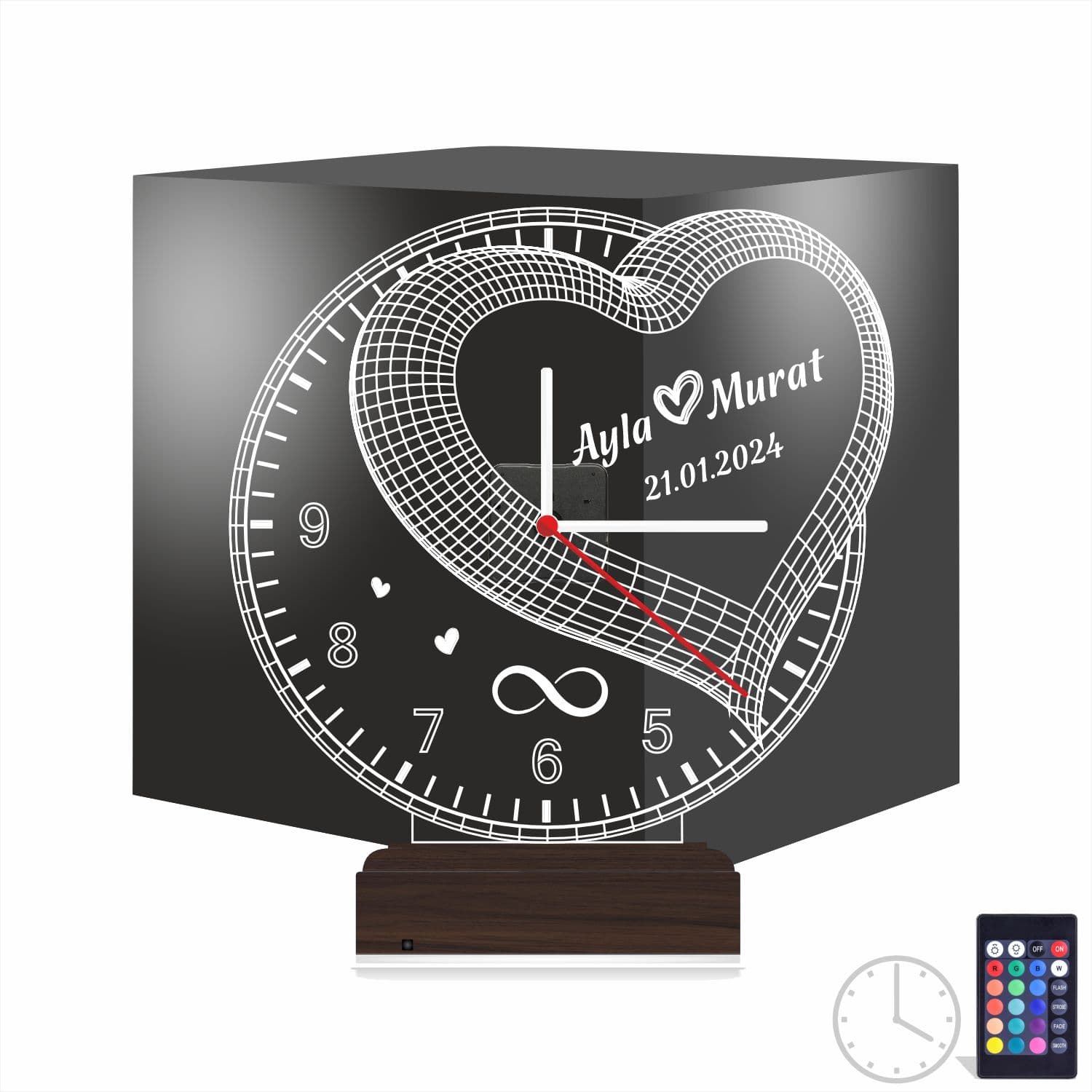 Сердце с именами — 3D LED Ночник | Подарок на годовщину 1