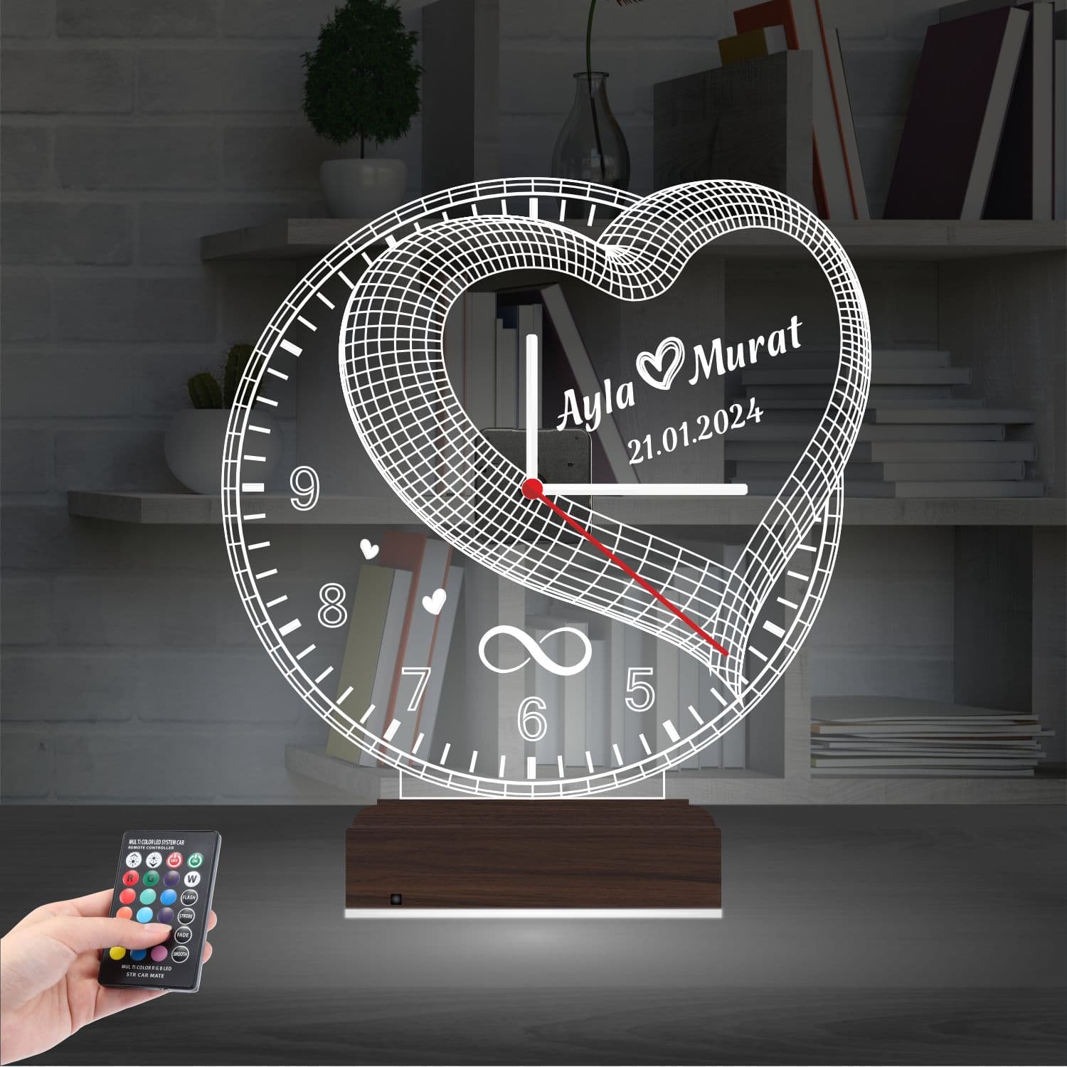 Сердце с именами — 3D LED Ночник | Подарок на годовщину 2