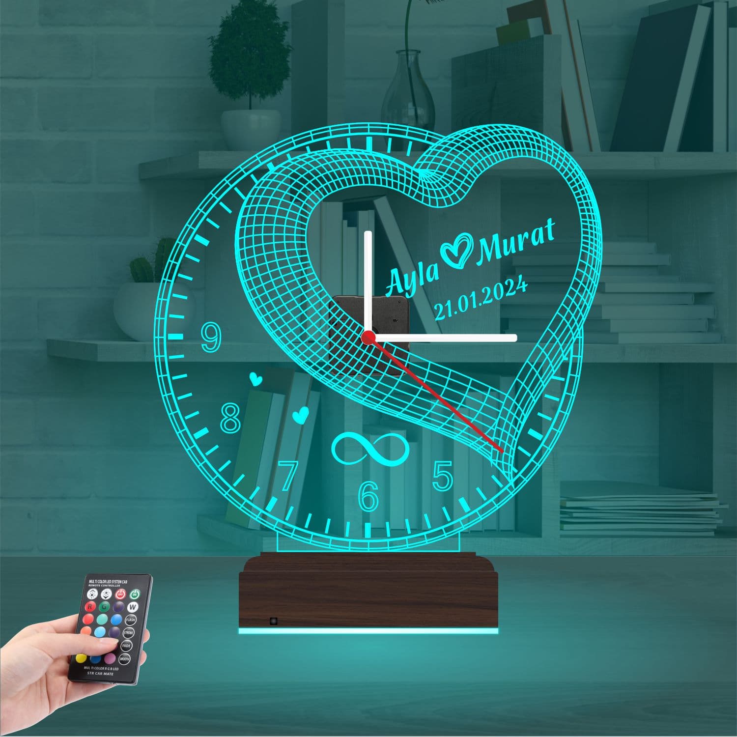 Сердце с именами — 3D LED Ночник | Подарок на годовщину 3