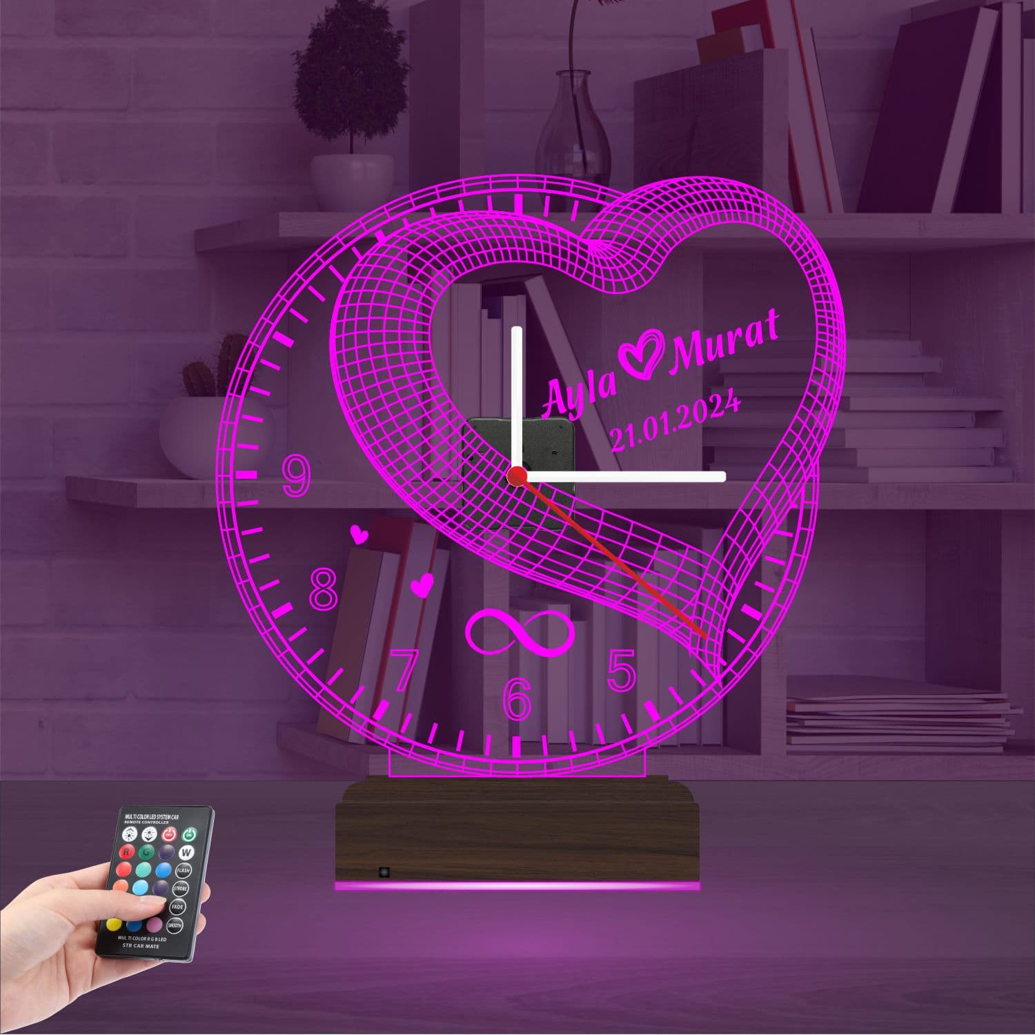 Сердце с именами — 3D LED Ночник | Подарок на годовщину 4