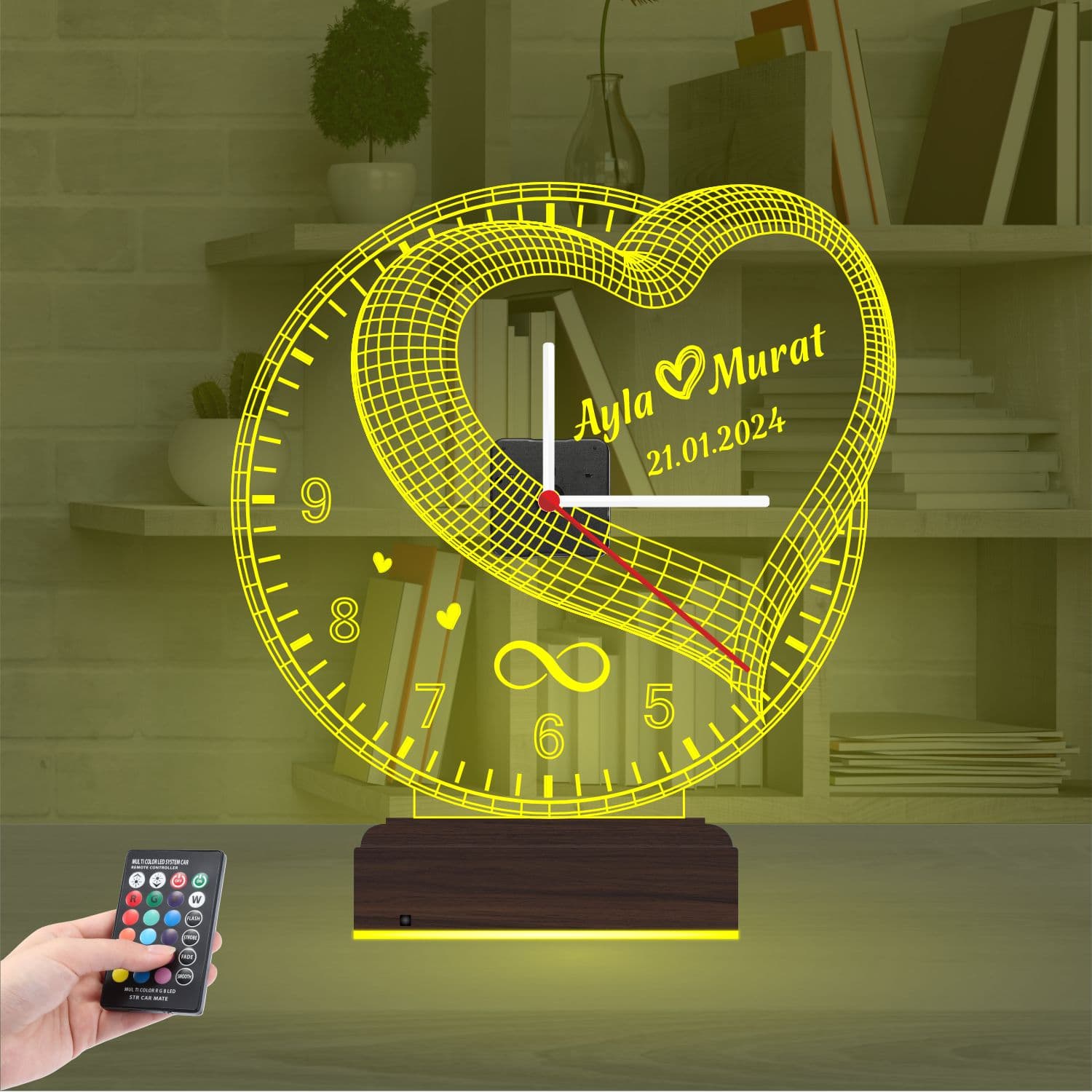 Сердце с именами — 3D LED Ночник | Подарок на годовщину 7