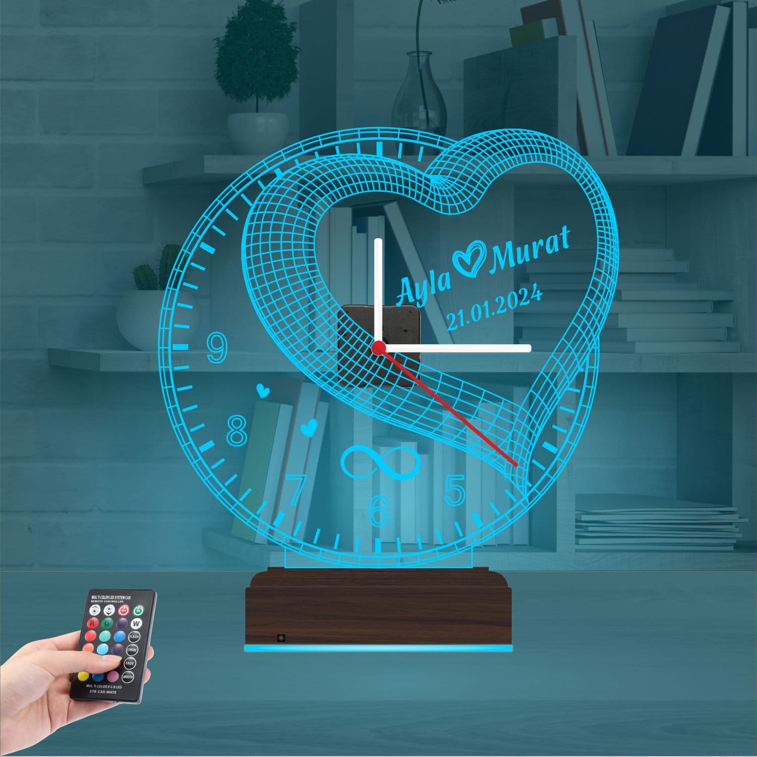 Сердце с именами — 3D LED Ночник | Подарок на годовщину 9