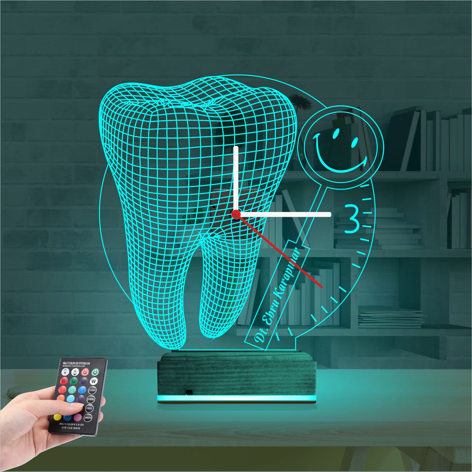 Зуб — 3D LED Ночник Часы | Подарок стоматологу 3