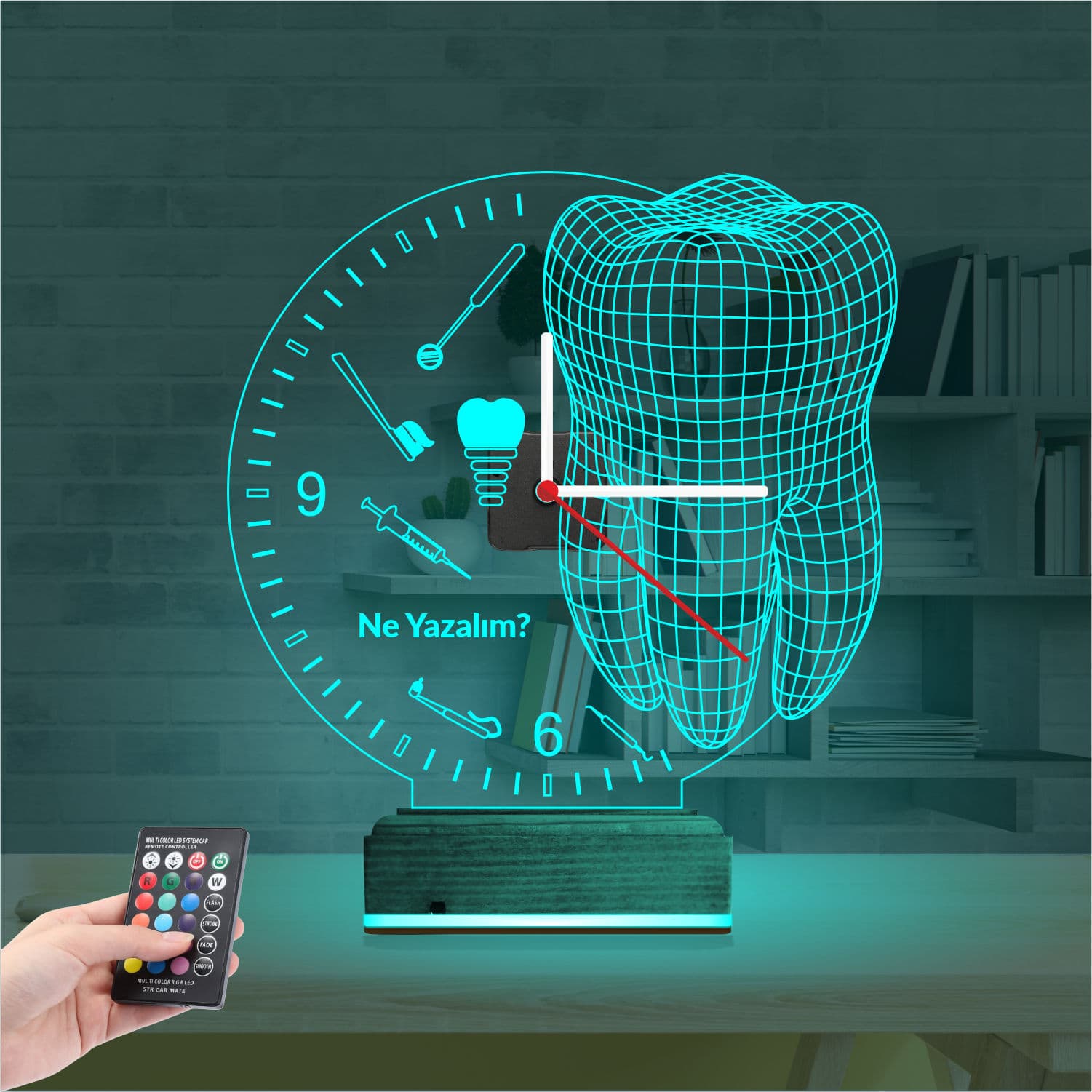 Стоматолог — 3D LED Ночник-часы | Подарок врачу 3